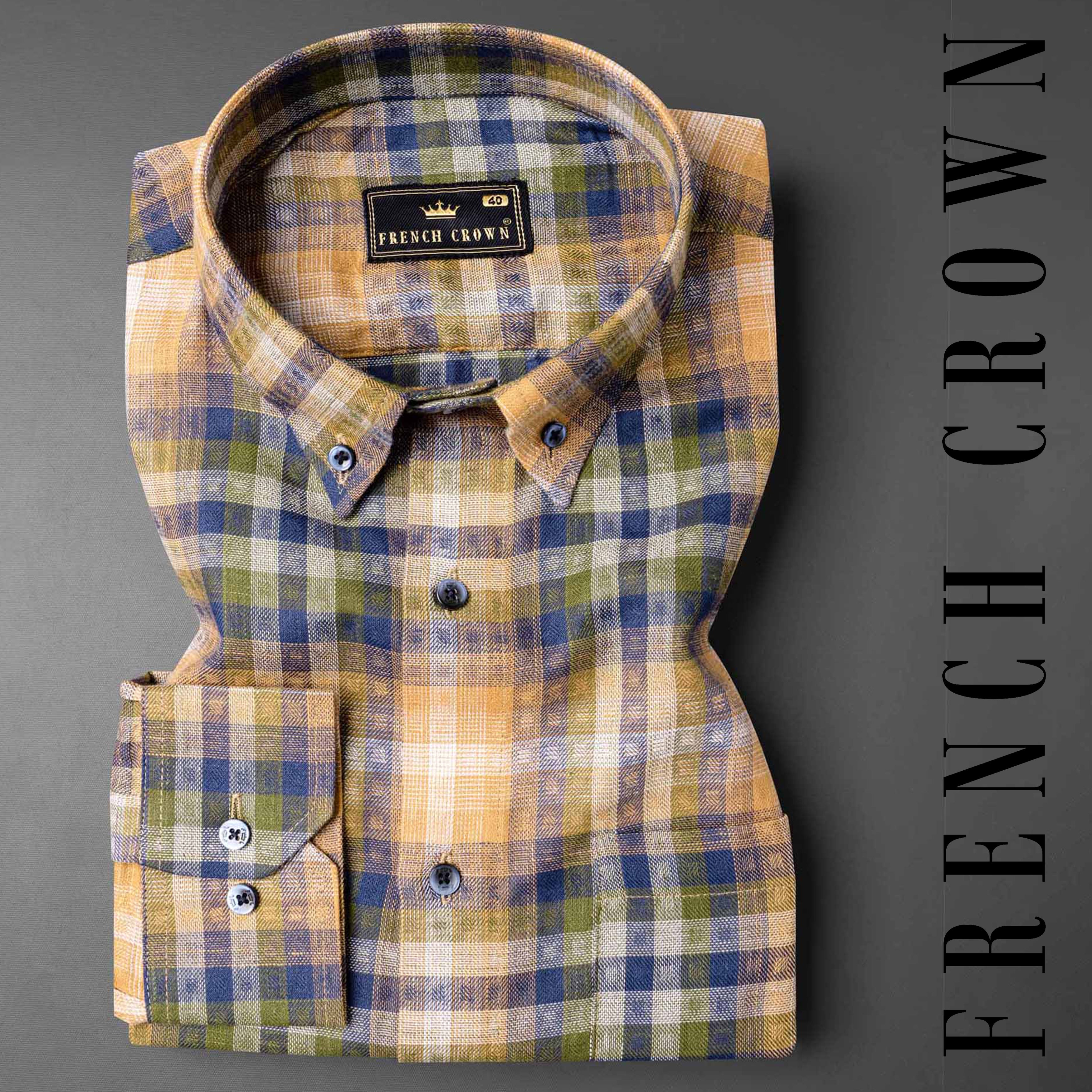 Biscay Blue with Porsche Twill Plaid Premium Cotton Shirt