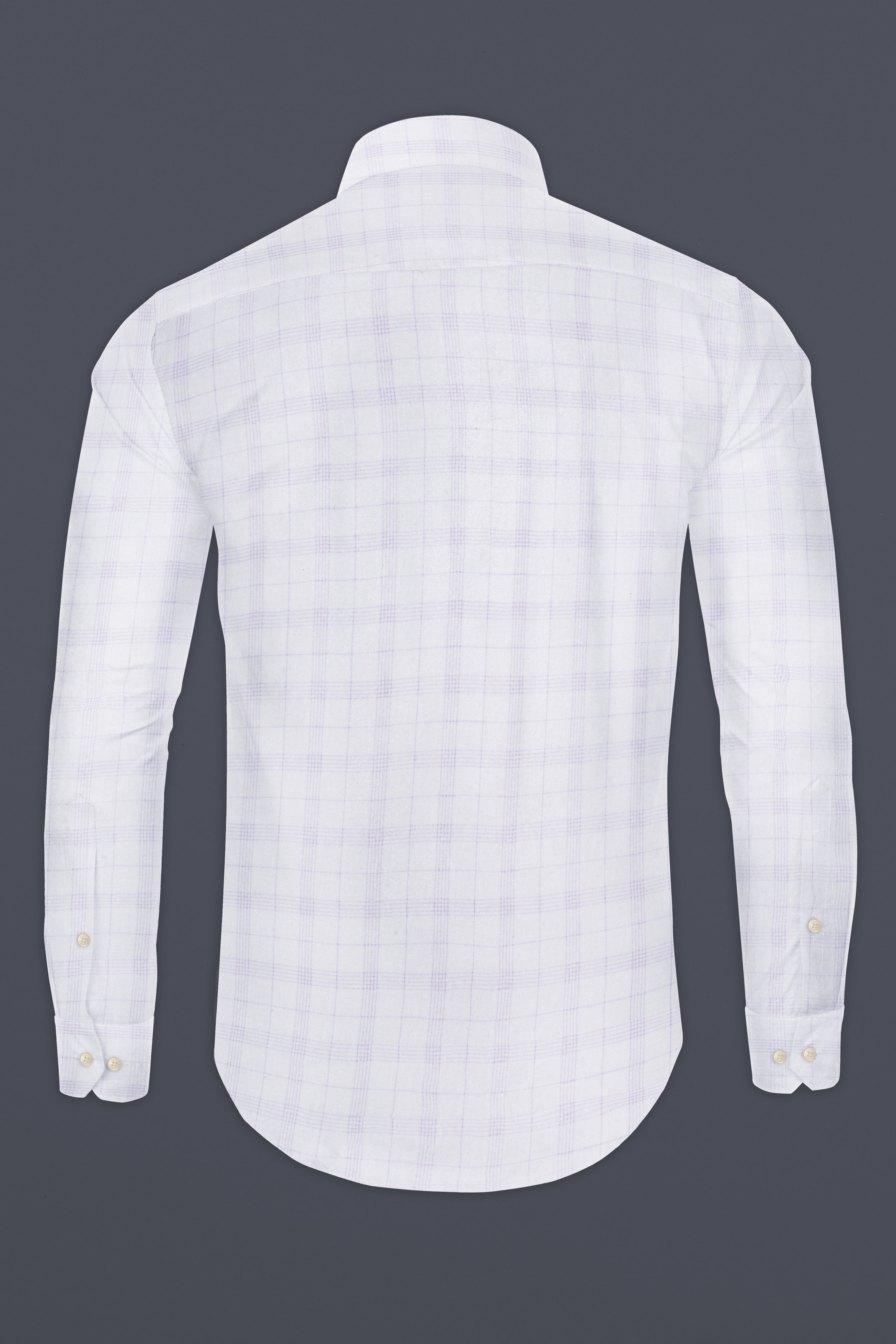 Bright White Twill Subtle Plaid Premium Cotton Shirt