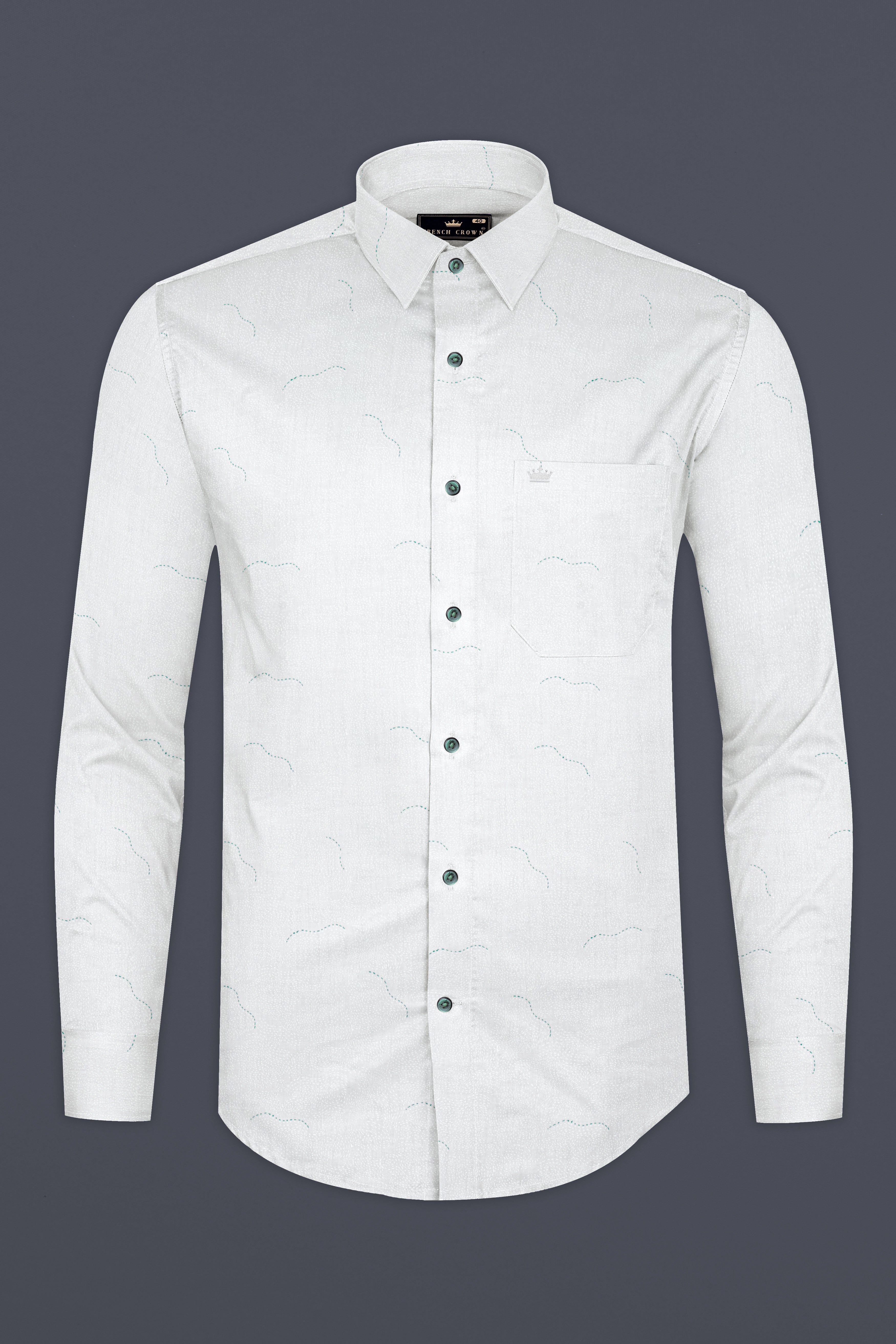 Bright White Super Soft Arc Printed Premium Cotton Shirt