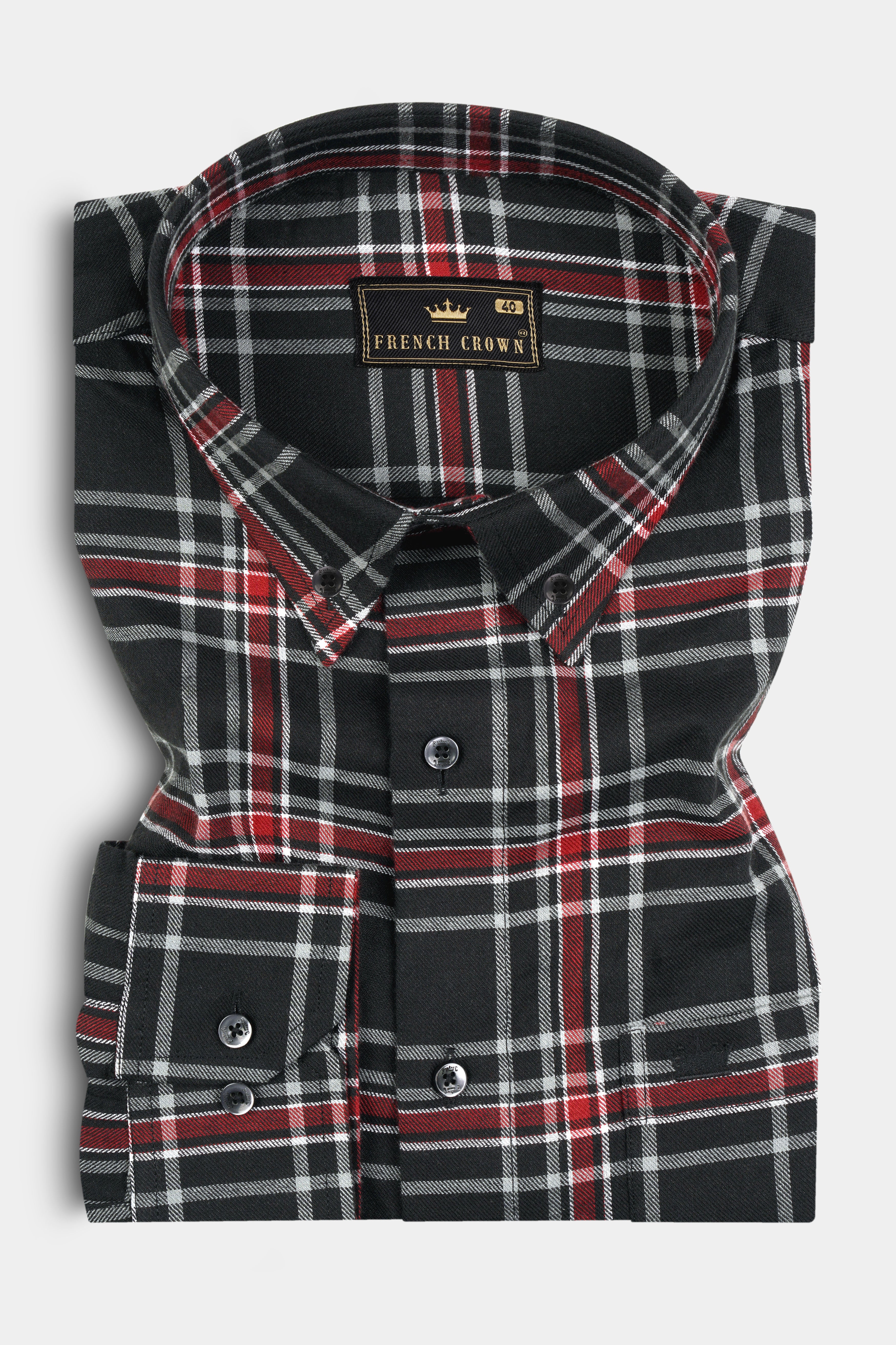 Jade Black Twill Plaid Premium Cotton Shirt