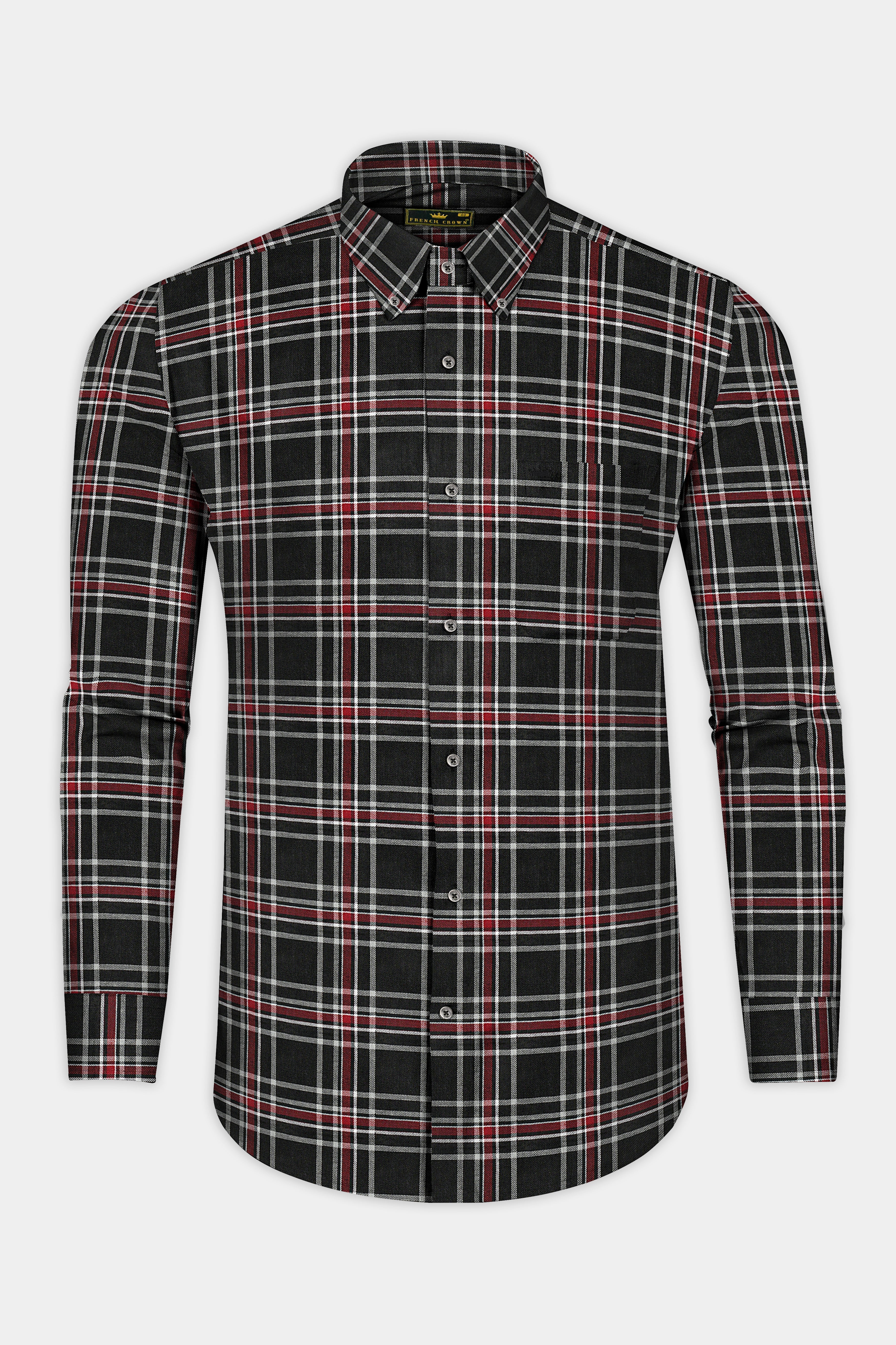 Jade Black Twill Plaid Premium Cotton Shirt