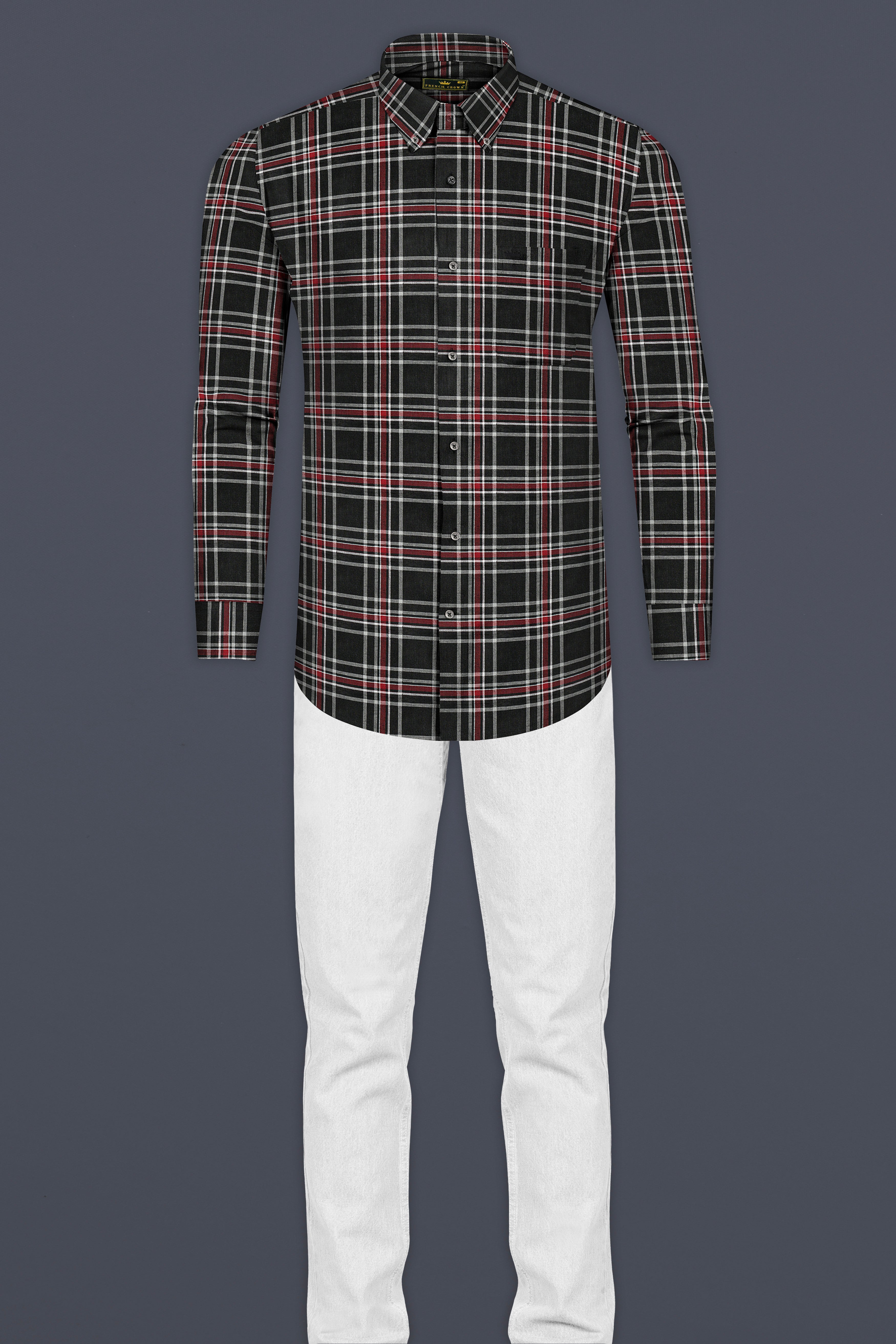 Jade Black Twill Plaid Premium Cotton Shirt