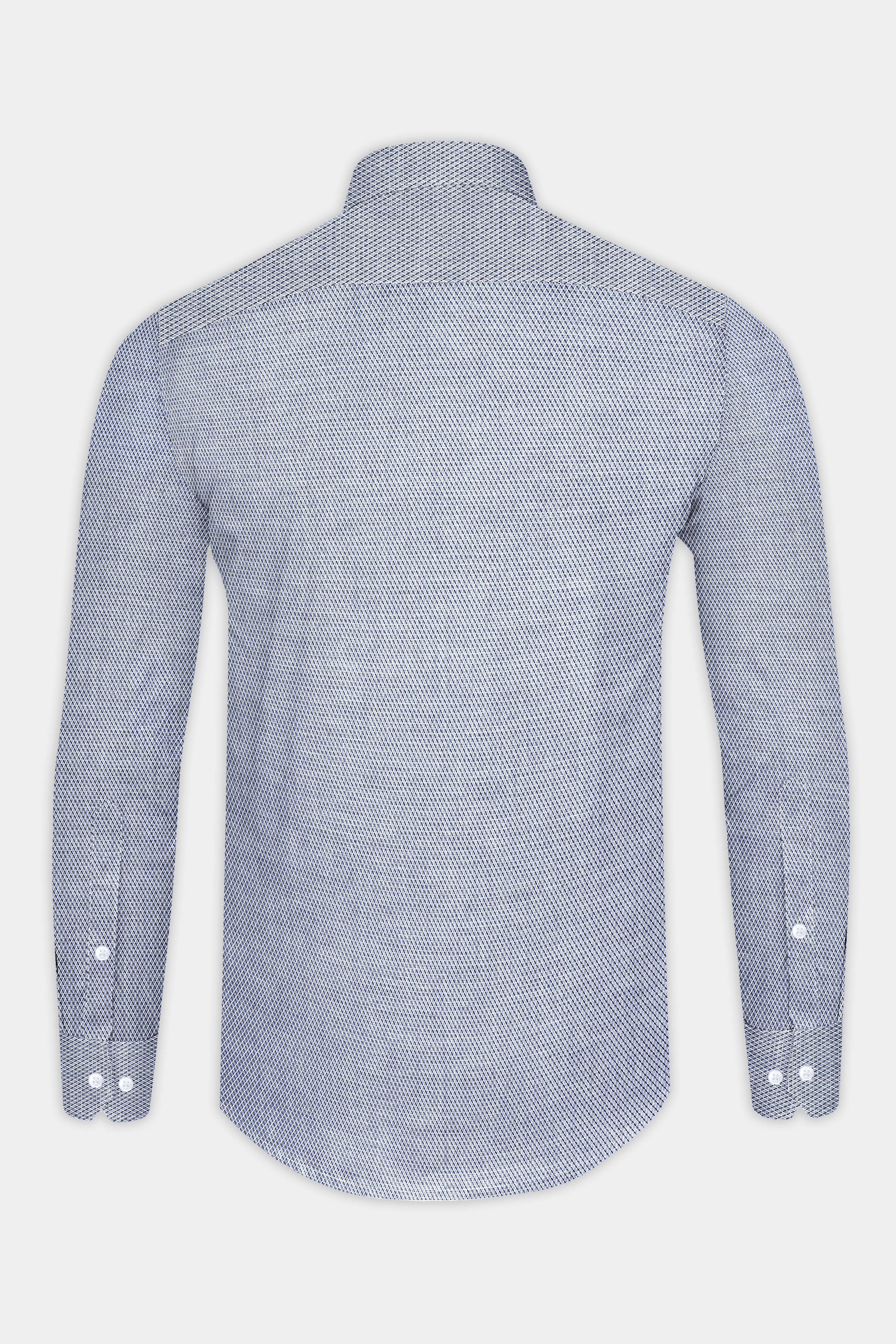 White and Cloud Burst Blue Dobby Textured Shirt