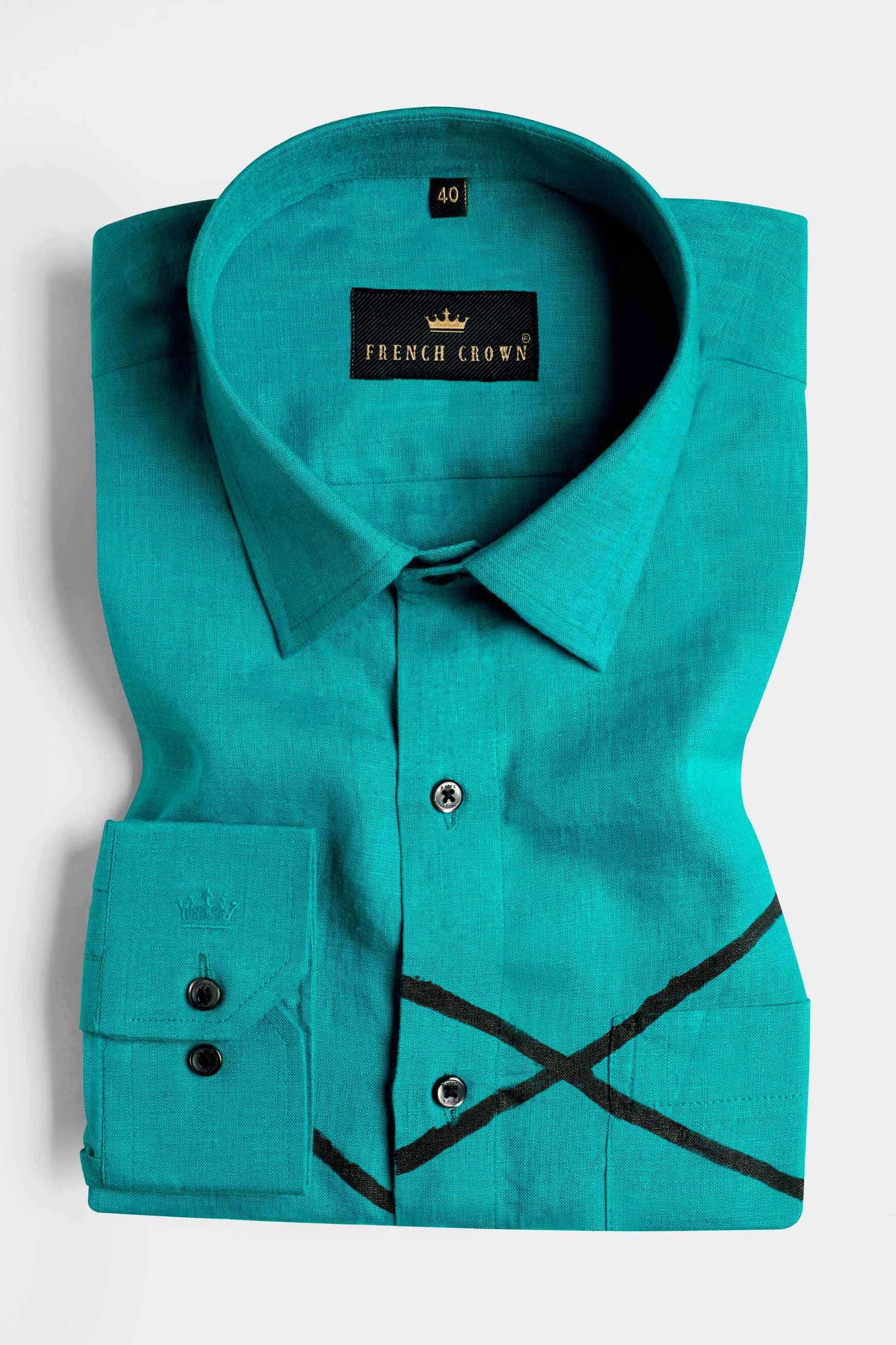 Turquoise Blue Hand Painted Luxurious Linen Designer Shirt 6430-BLK-ART-38, 6430-BLK-ART-H-38, 6430-BLK-ART-39, 6430-BLK-ART-H-39, 6430-BLK-ART-40, 6430-BLK-ART-H-40, 6430-BLK-ART-42, 6430-BLK-ART-H-42, 6430-BLK-ART-44, 6430-BLK-ART-H-44, 6430-BLK-ART-46, 6430-BLK-ART-H-46, 6430-BLK-ART-48, 6430-BLK-ART-H-48, 6430-BLK-ART-50, 6430-BLK-ART-H-50, 6430-BLK-ART-52, 6430-BLK-ART-H-52