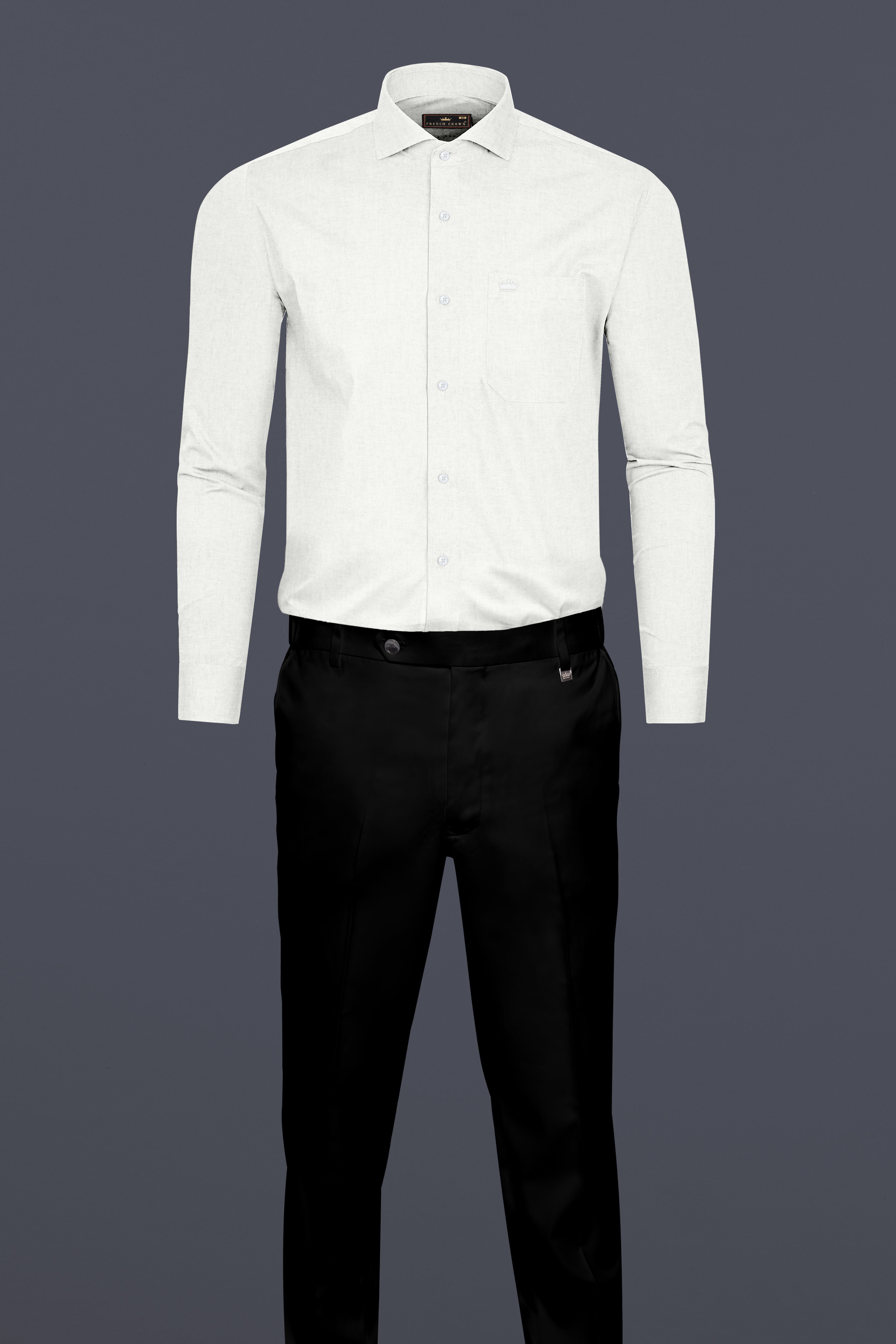 Bright White Twill Textured Premium Cotton Shirt