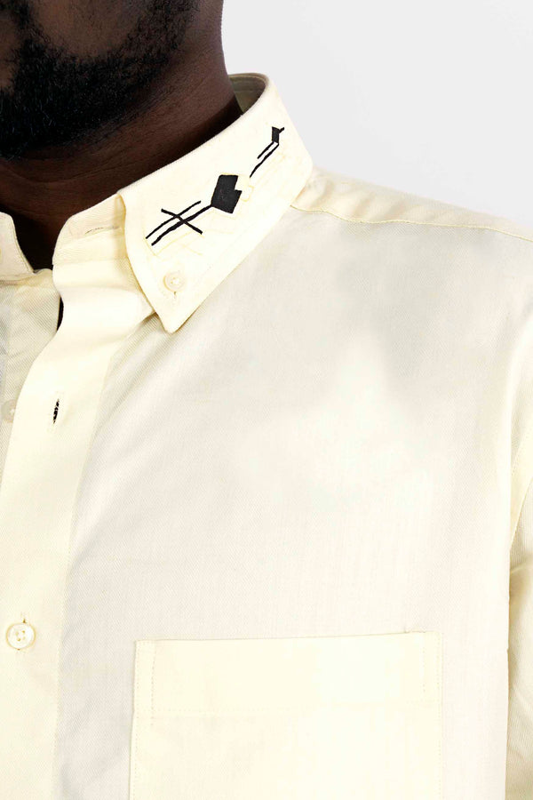 Wheatfield Beige Hand Painted Twill Premium Cotton Designer Shirt