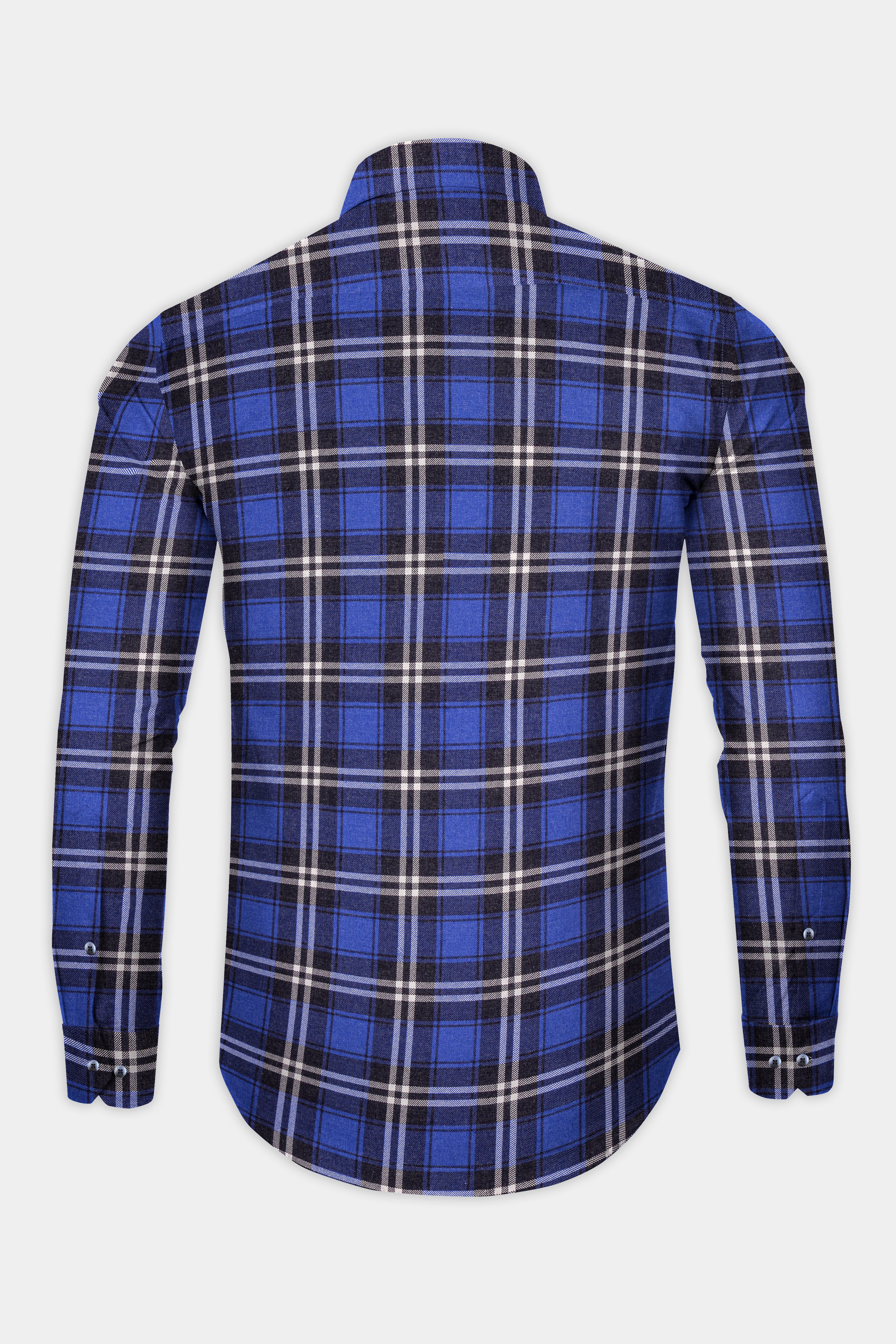 Scampi Blue Twill Plaid Premium Cotton Shirt