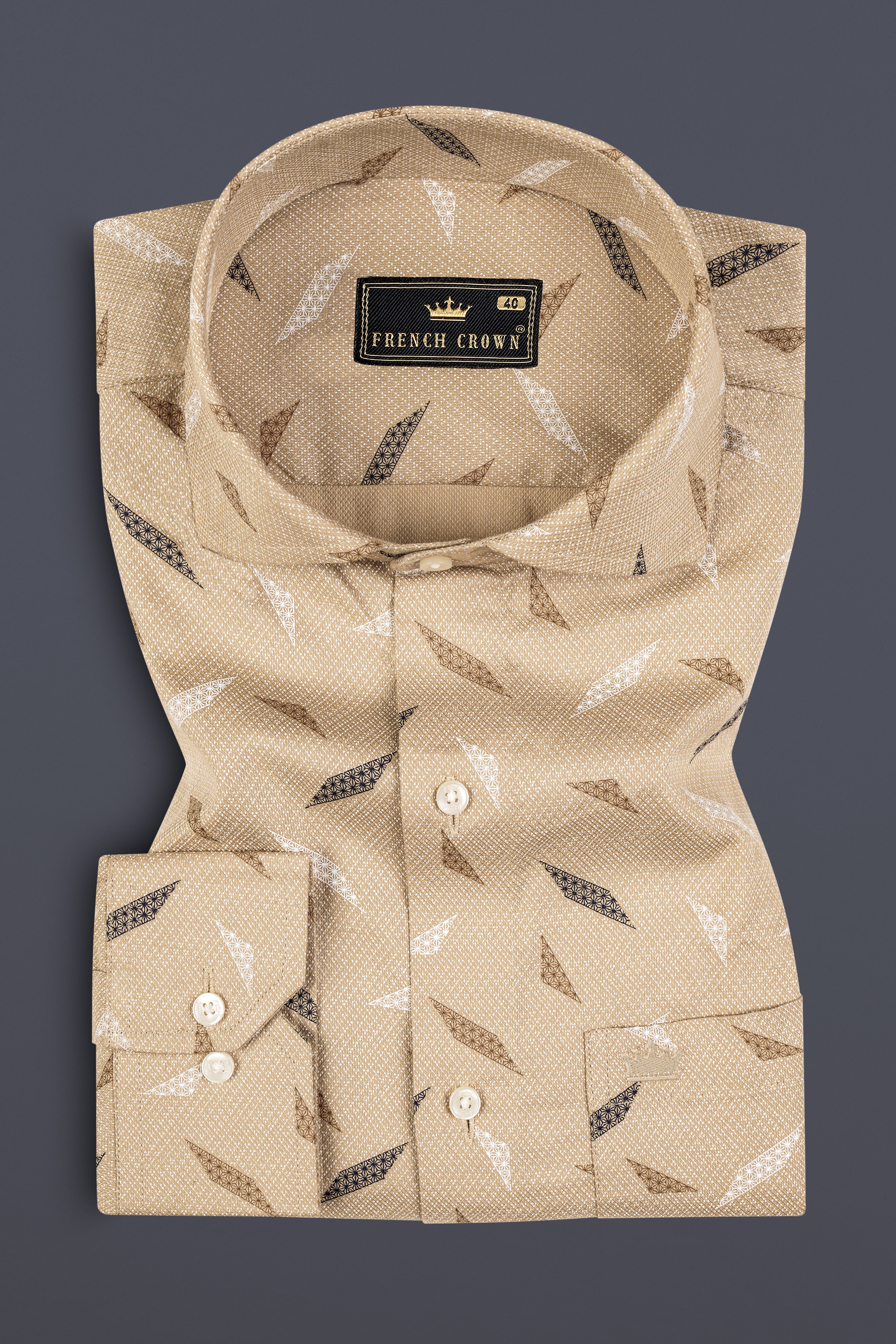 Calico Brown Dobby Textured Premium Giza Cotton Shirt