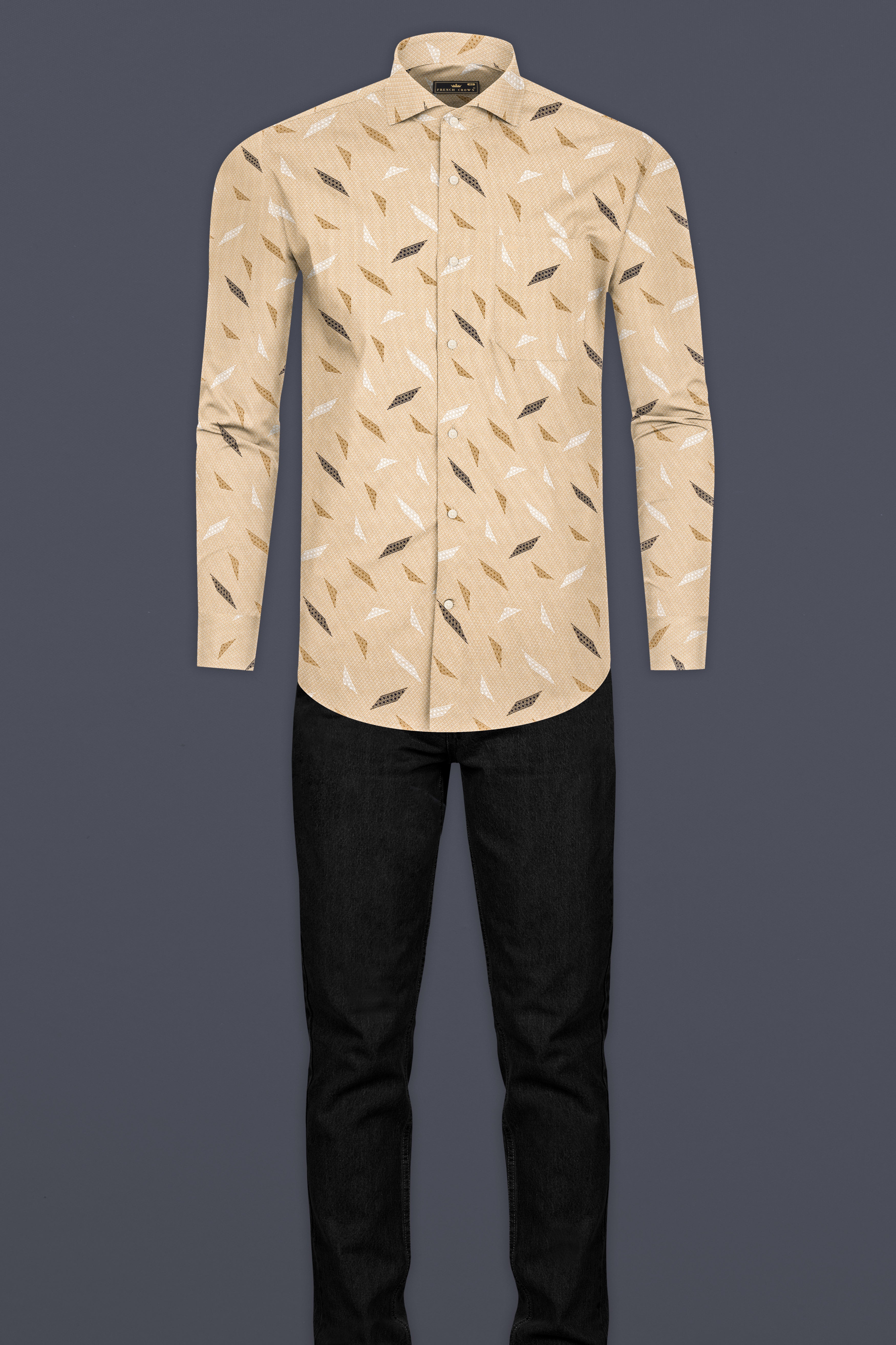 Calico Brown Dobby Textured Premium Giza Cotton Shirt