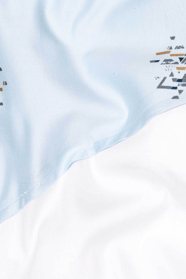 Bright White with  Ziggurat Printed Super Soft Premium Cotton Shirt