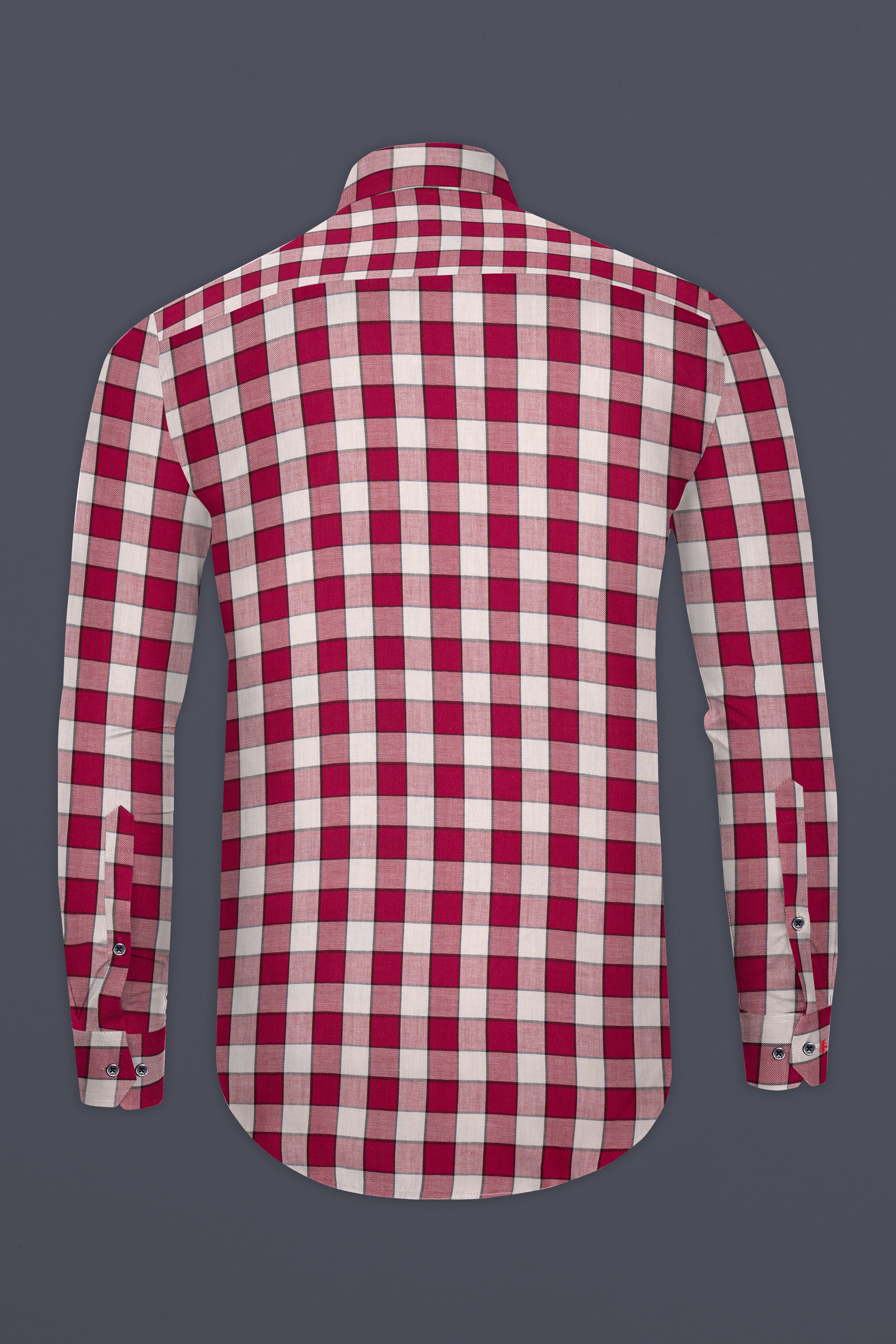 Shiraz Red with Blush checkered Herringbone Shirt