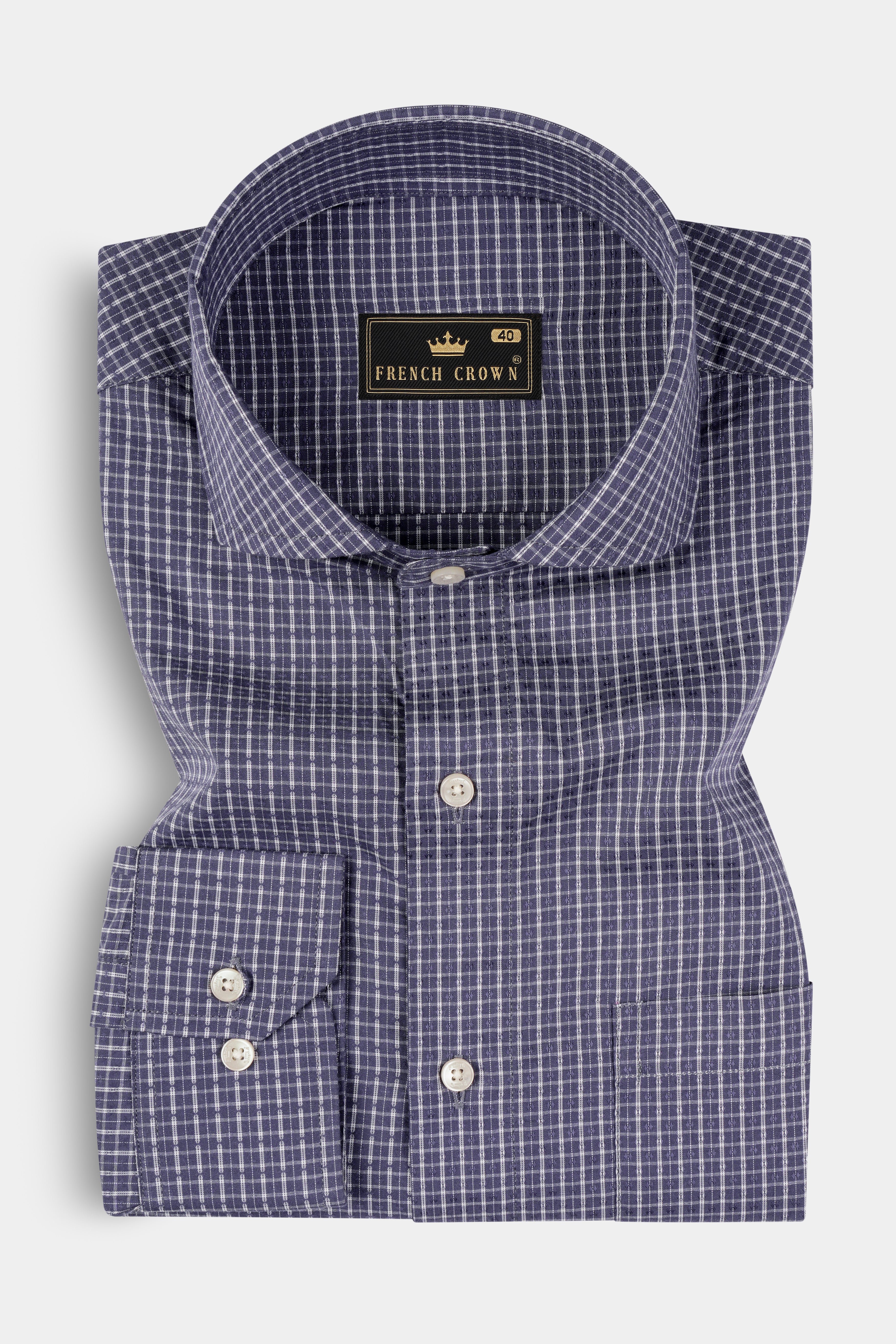 Mountain Mist Checkered Dobby Textured Premium Giza Cotton Shirt