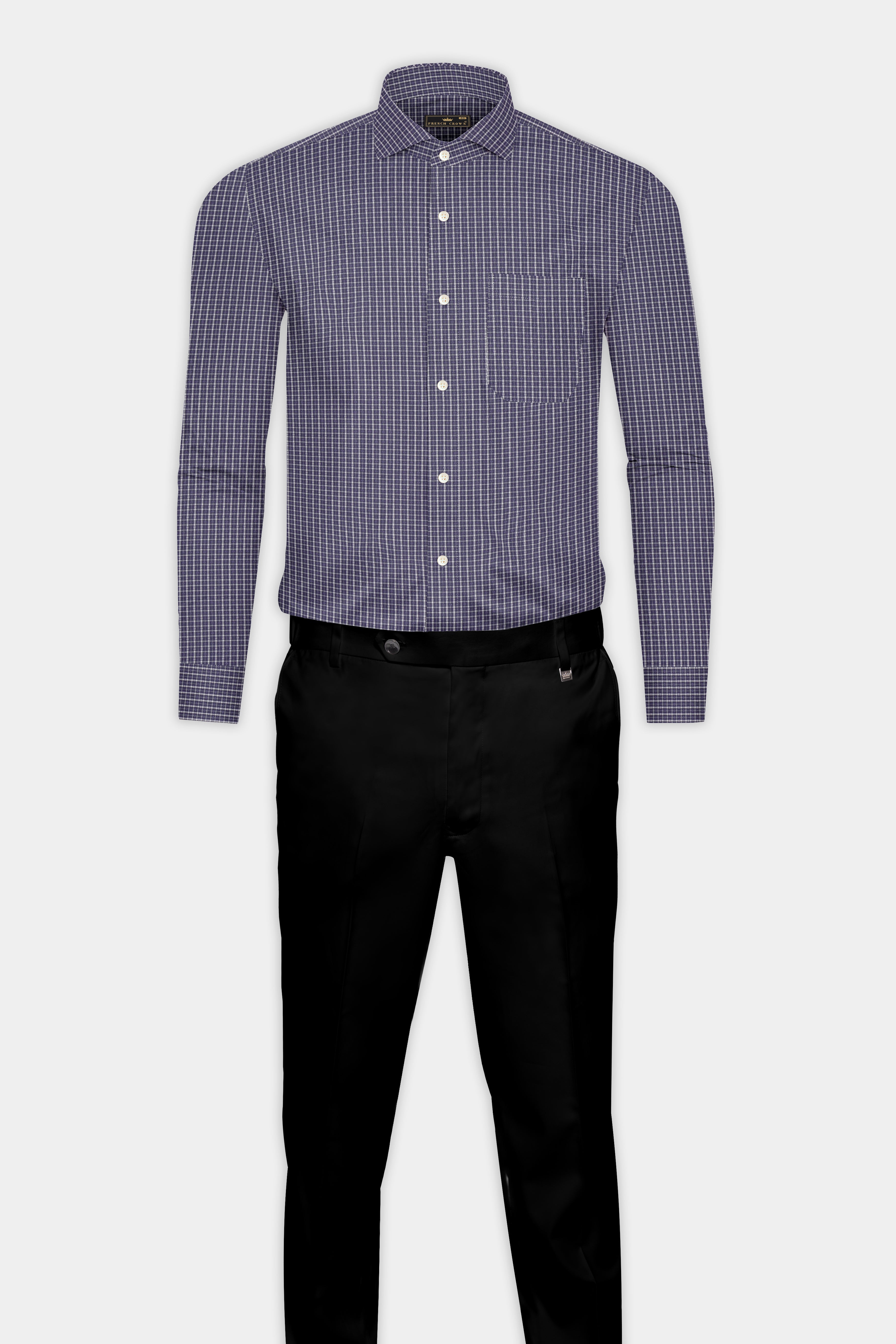 Mountain Mist Checkered Dobby Textured Premium Giza Cotton Shirt