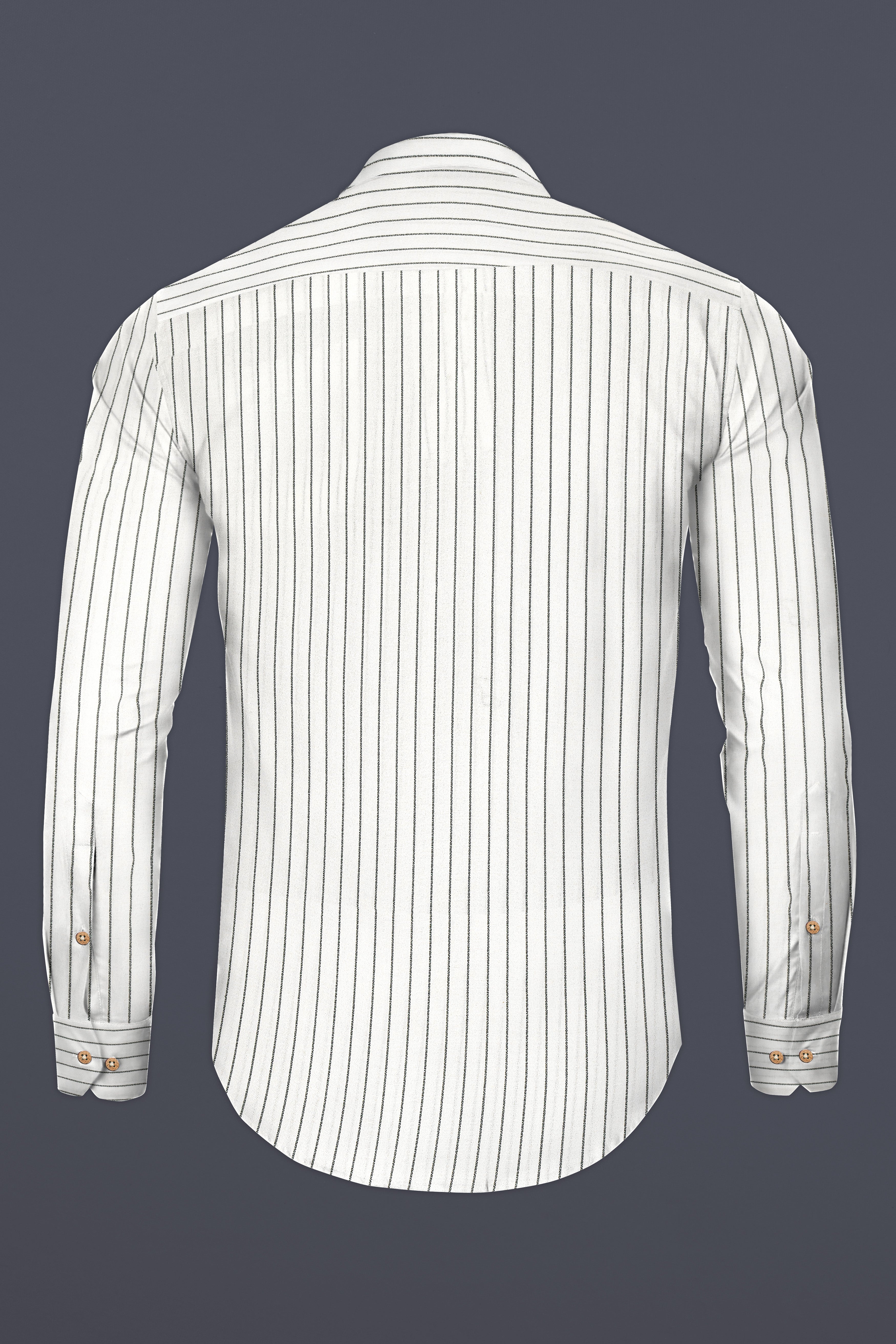 Bright White Striped Premium Tencel Kurta Shirt