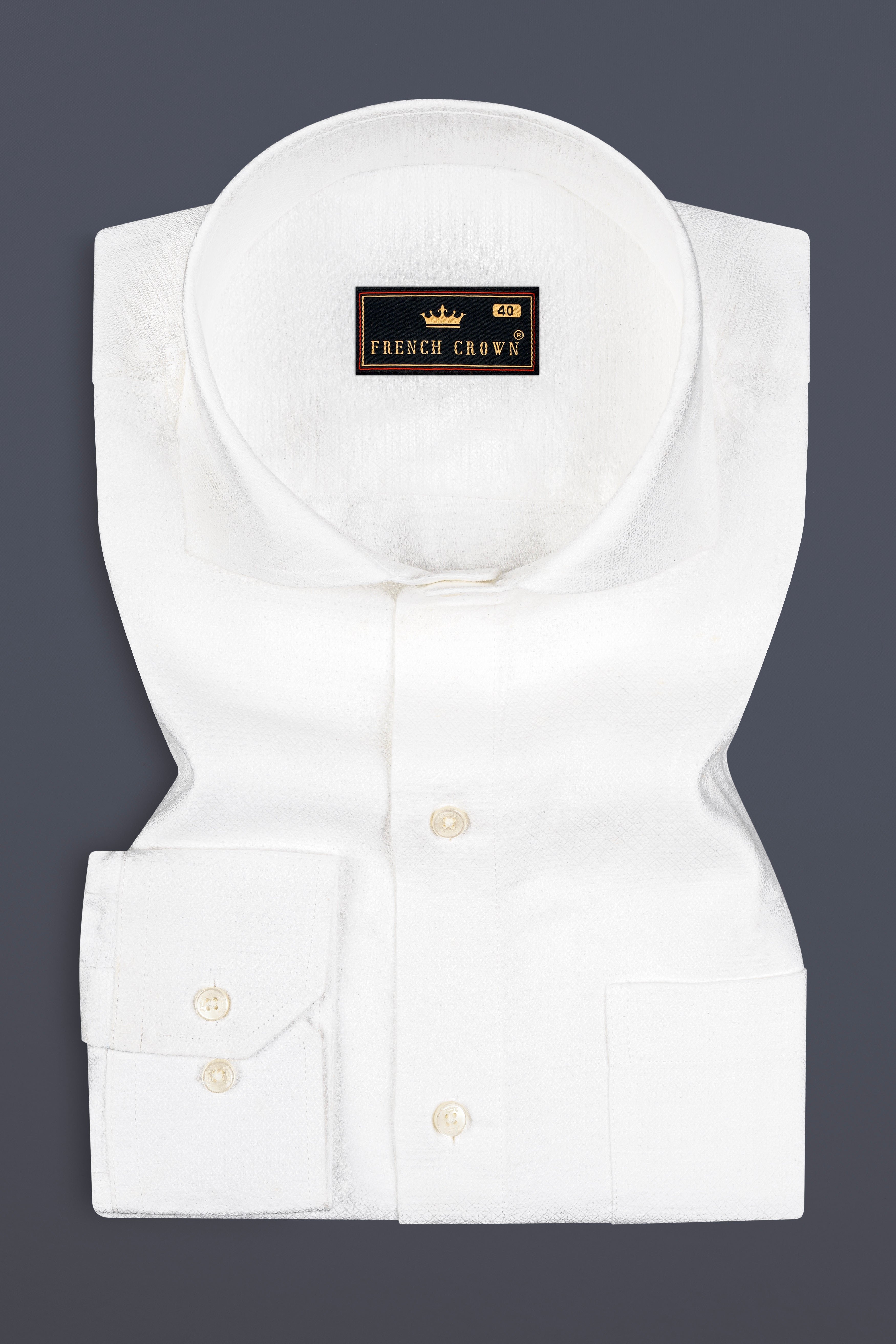 Bright White Dobby Textured Premium Giza Cotton Shirt