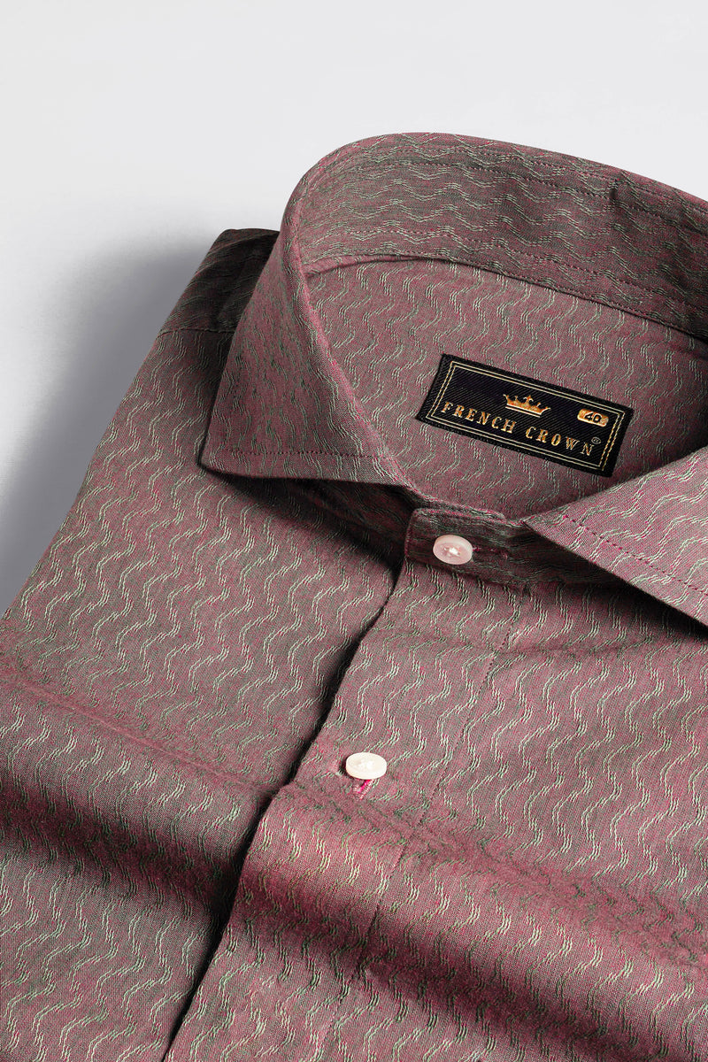 Copper Rose and Finch Green Two Tone Jacquard Premium Giza Cotton Shirt