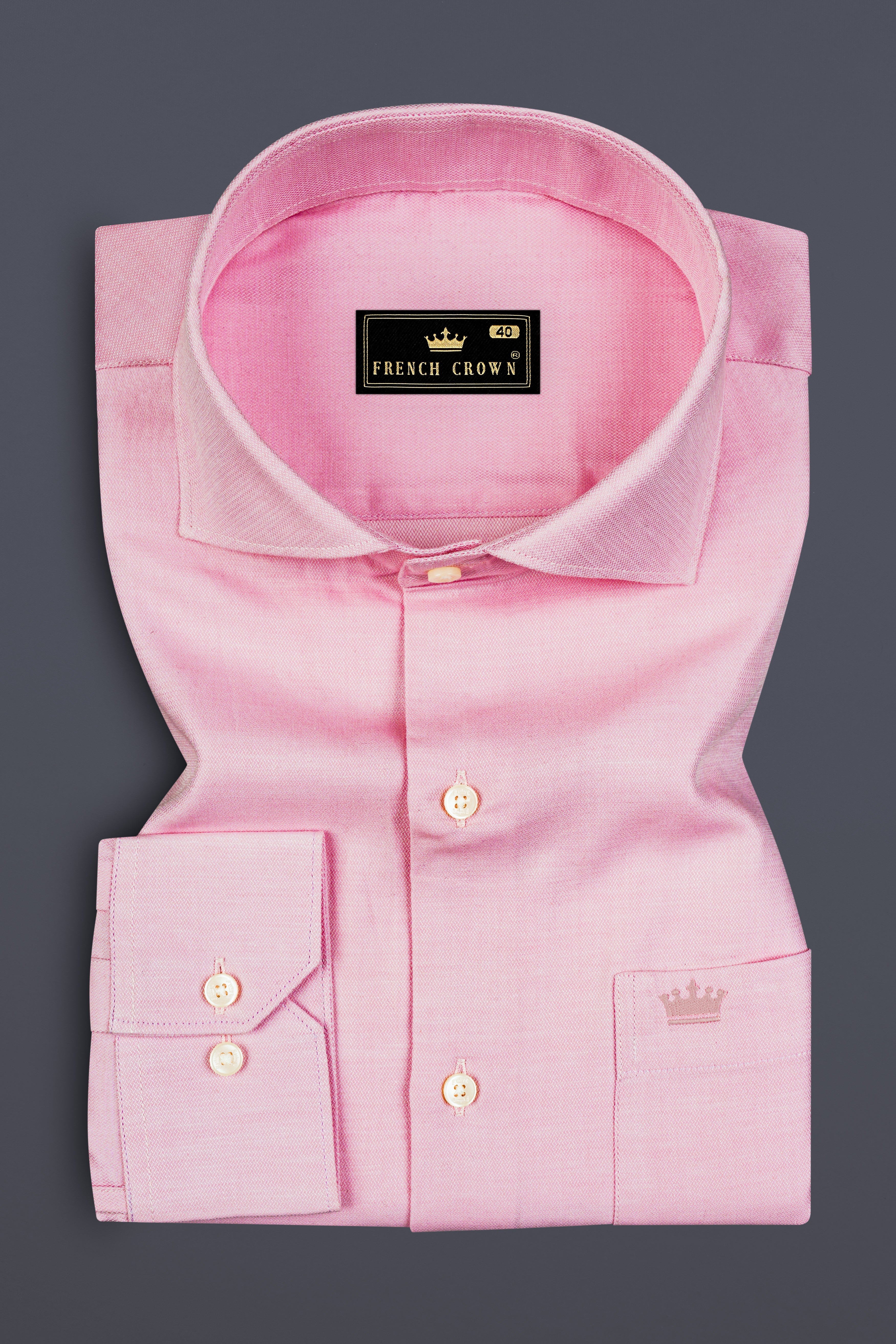 Sundown Pink Dobby Textured Premium Giza Cotton Shirt