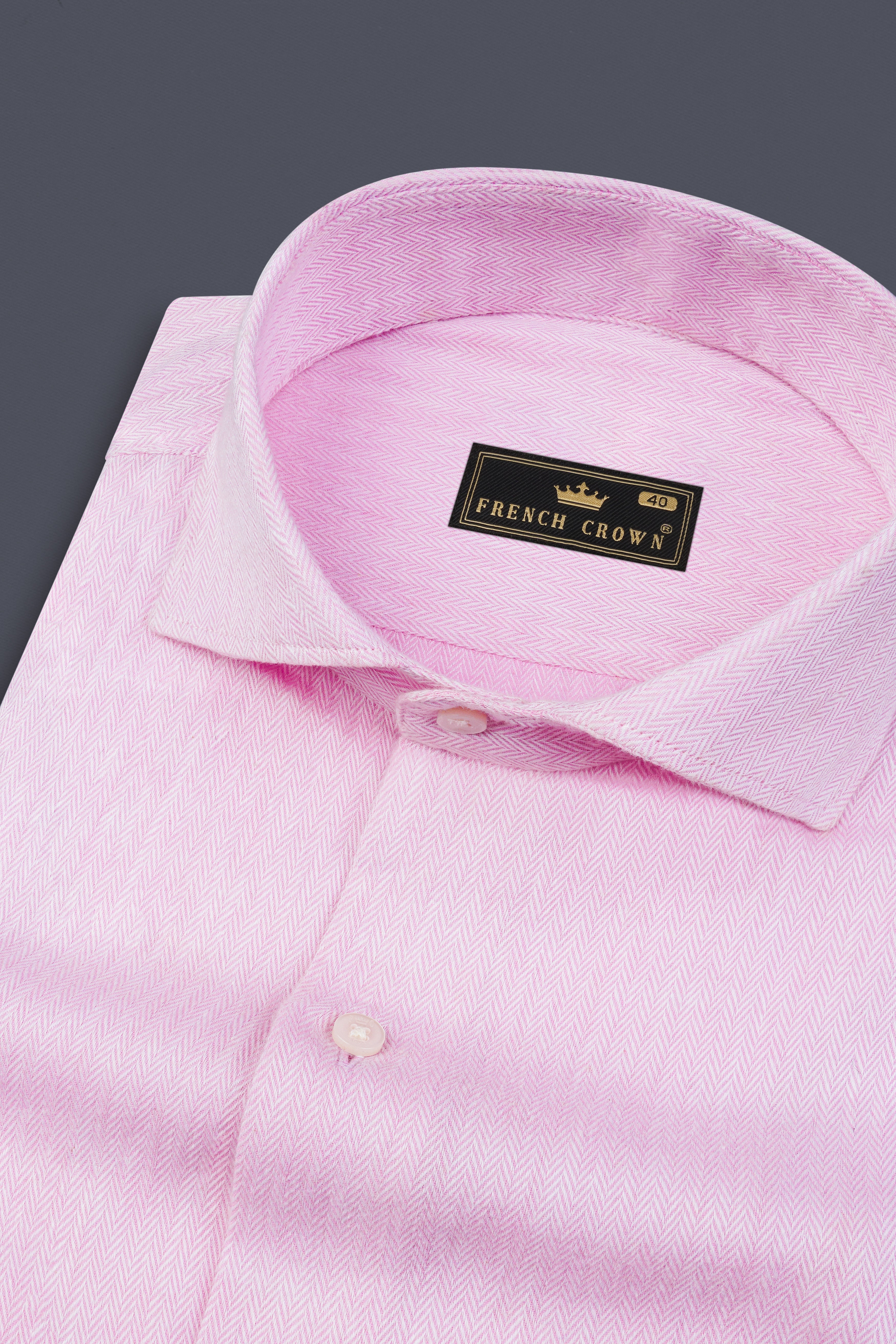 Pale Rose Pink Herringbone and Tencel rich Shirt