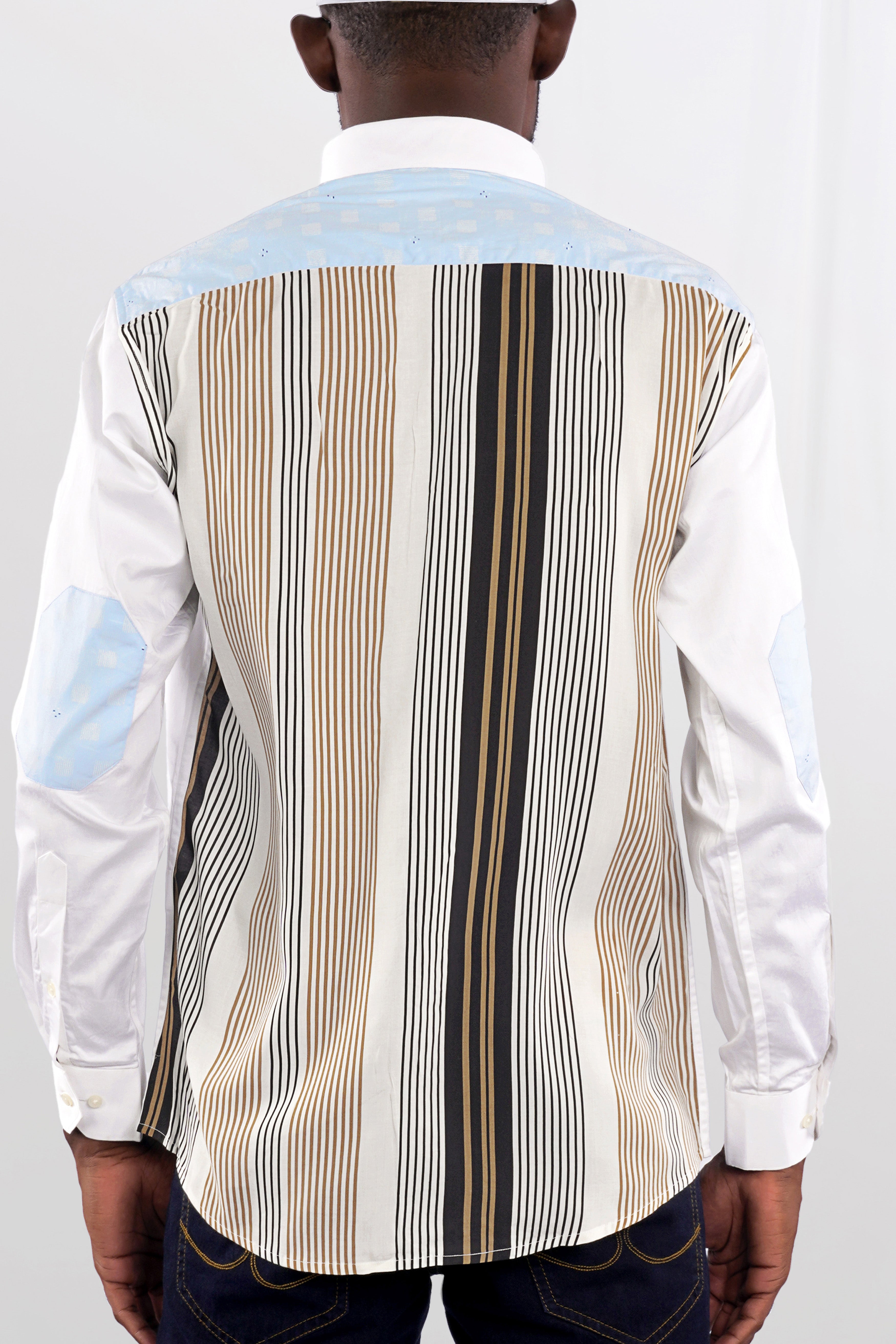 Bright White Striped Back Super Soft Premium Cotton Designer Shirt