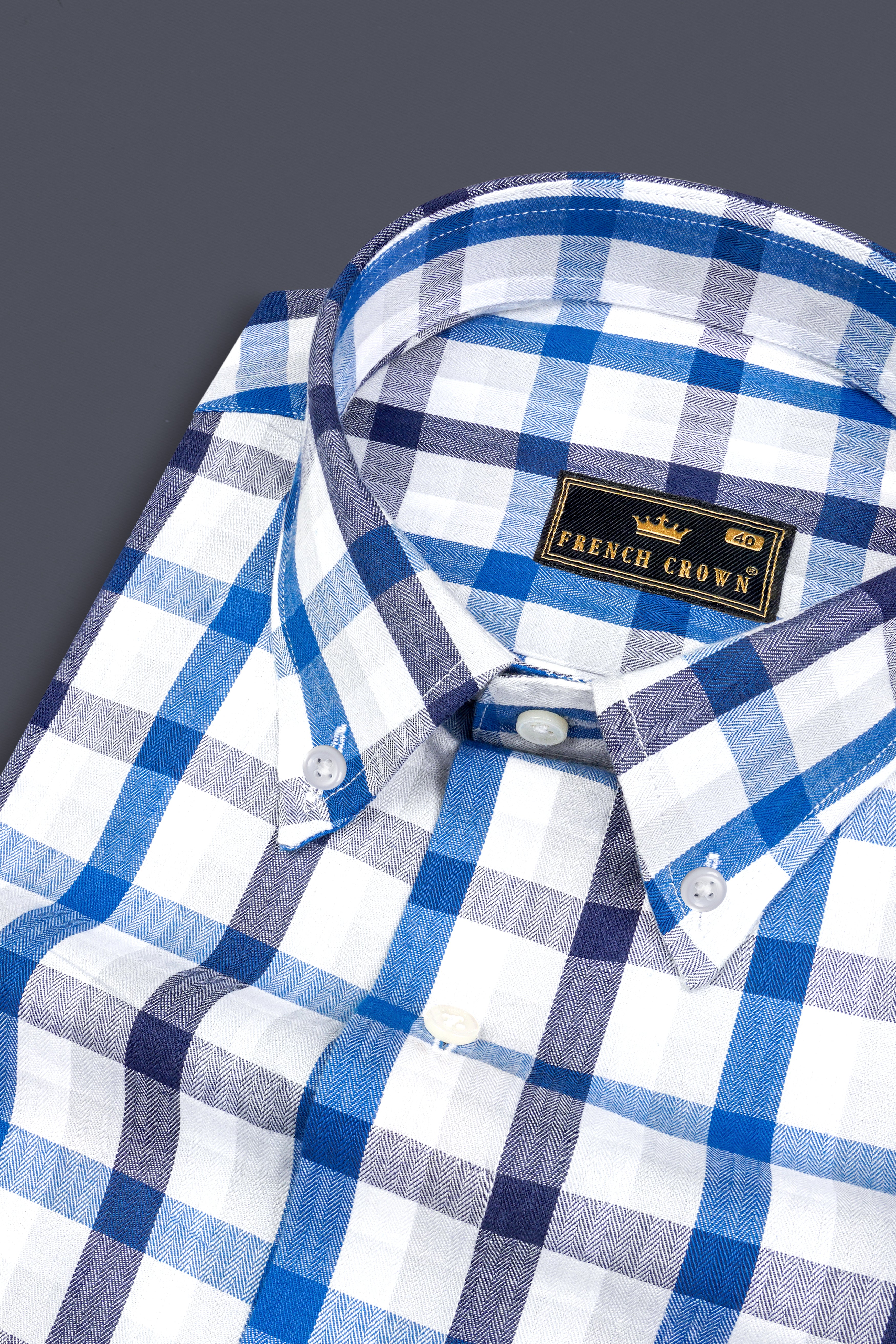 Downriver with Crystal Blue Plaid Herringbone Shirt