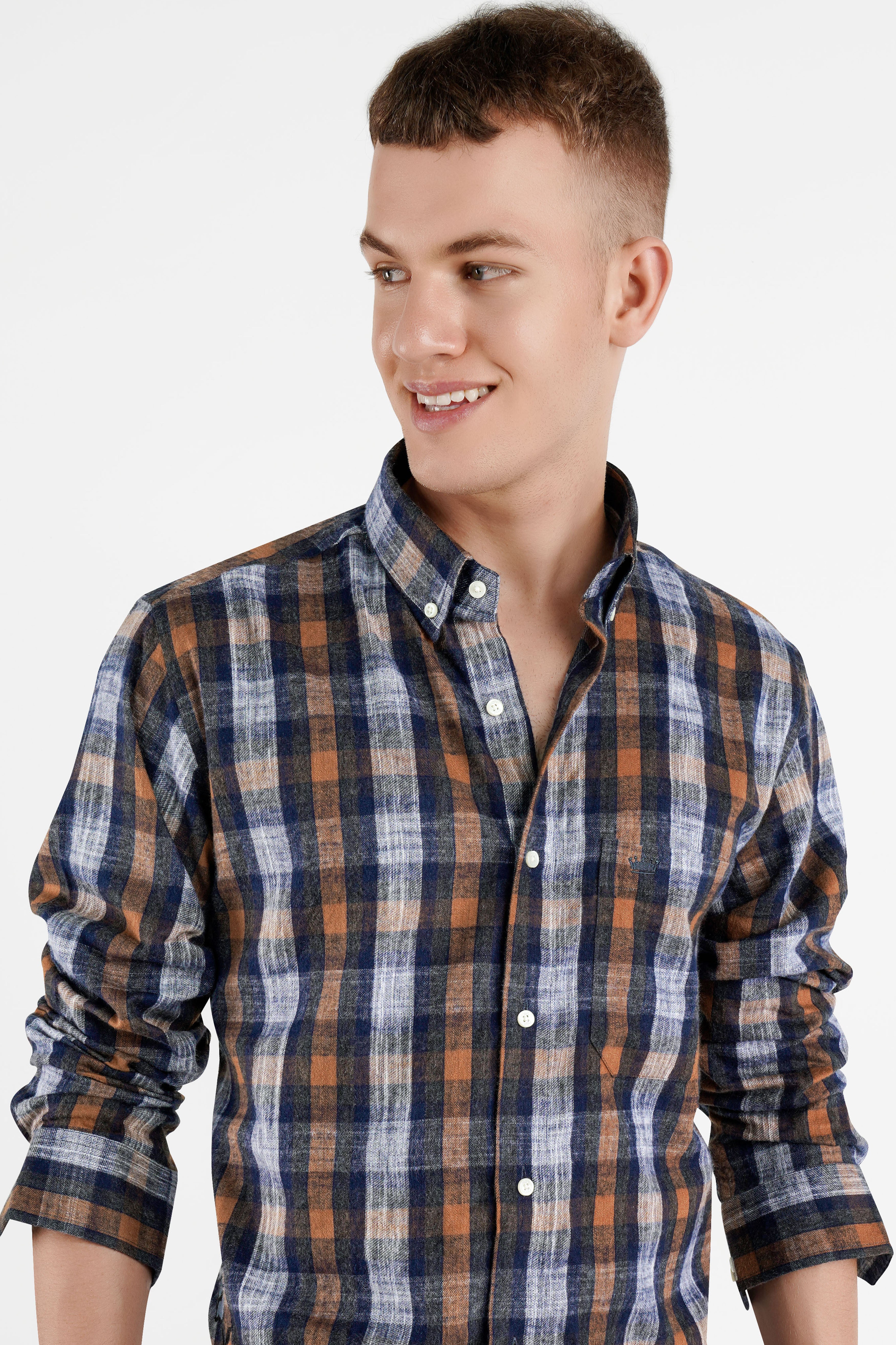 Blue Zodiac with Lavender Haze Plaid Flannel Shirt