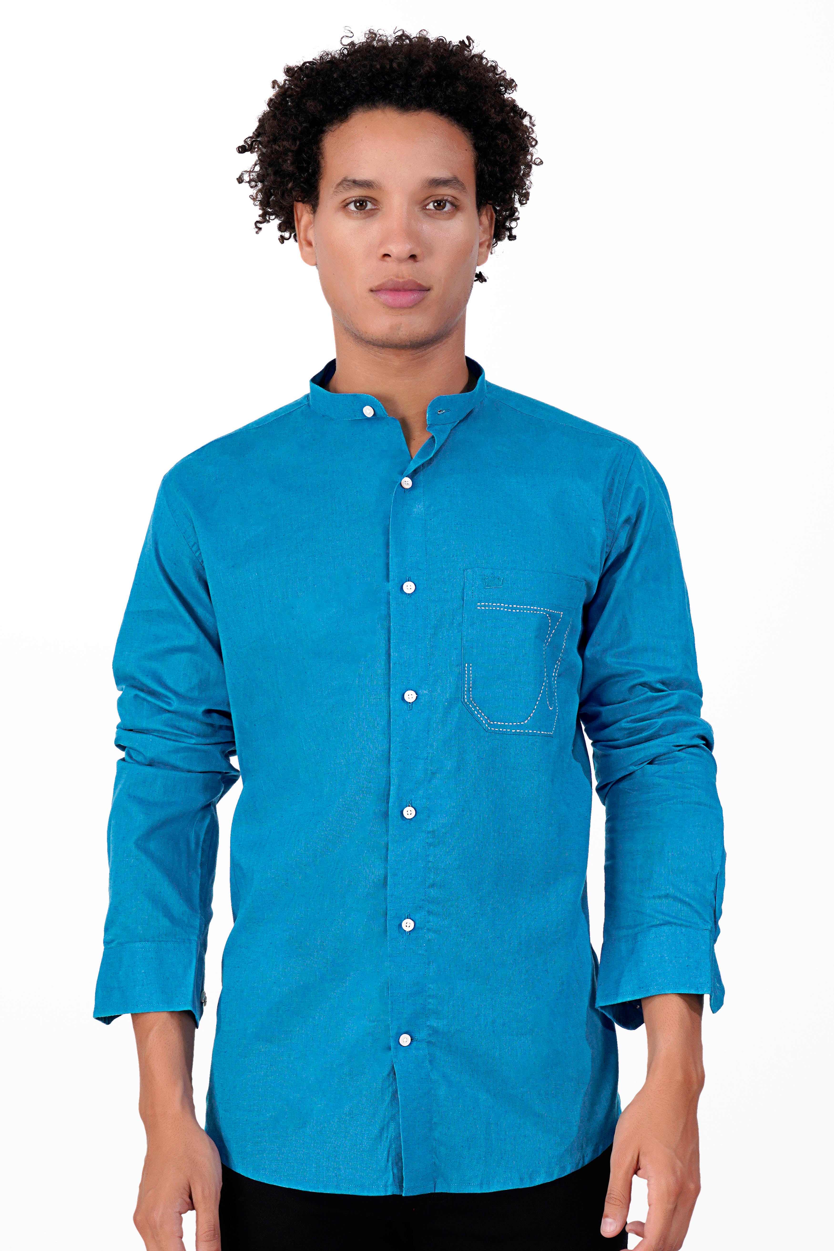 Cerulean Blue Hand Painted Luxurious Linen Designer Shirt 6648-M-ART-38, 6648-M-ART-H-38, 6648-M-ART-39, 6648-M-ART-H-39, 6648-M-ART-40, 6648-M-ART-H-40, 6648-M-ART-42, 6648-M-ART-H-42, 6648-M-ART-44, 6648-M-ART-H-44, 6648-M-ART-46, 6648-M-ART-H-46, 6648-M-ART-48, 6648-M-ART-H-48, 6648-M-ART-50, 6648-M-ART-H-50, 6648-M-ART-52, 6648-M-ART-H-52