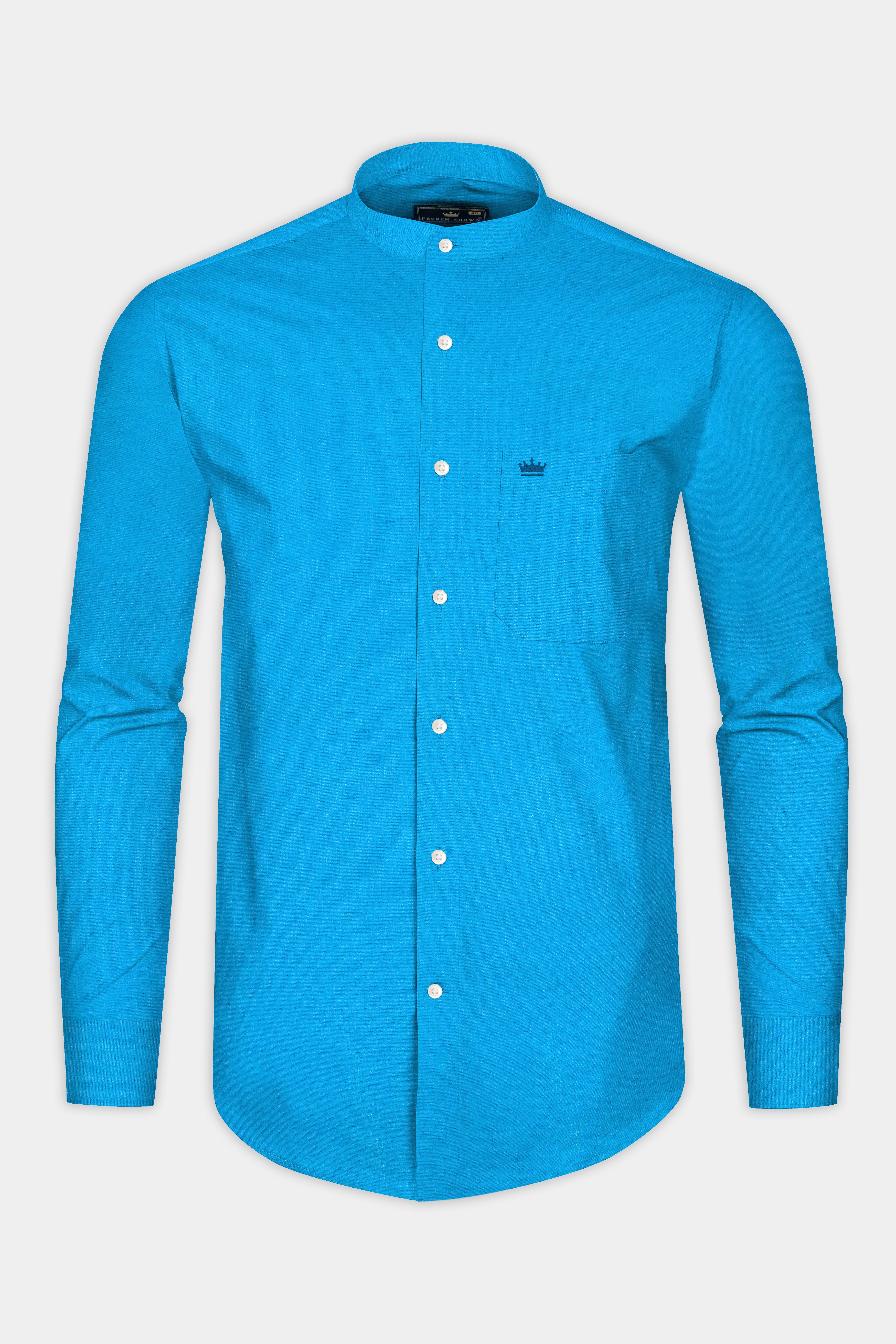 Cerulean Blue Luxurious Linen Shirt