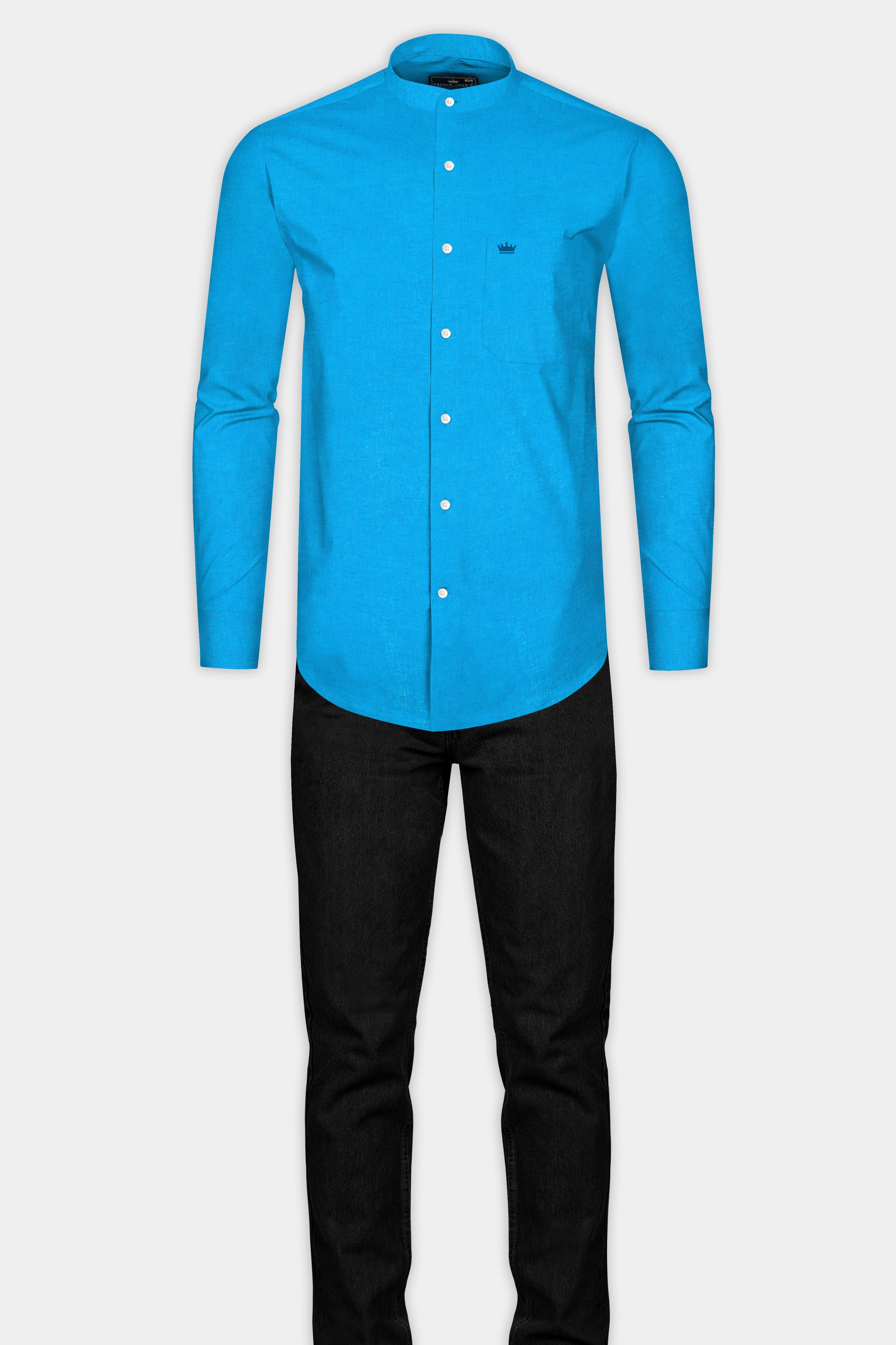 Cerulean Blue Luxurious Linen Shirt