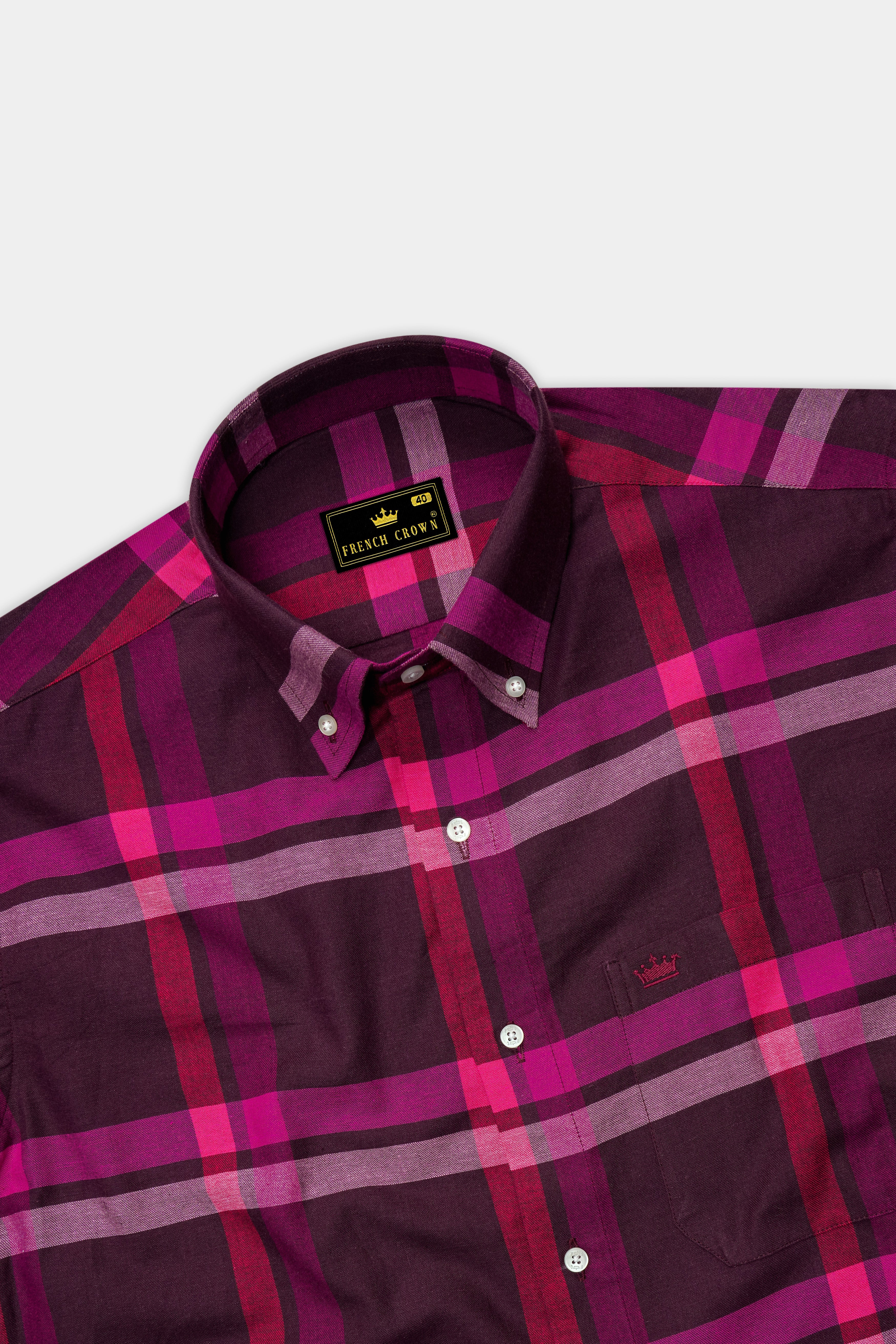 Wine Berry with Plum Velvet Plaid Flannel Shirt