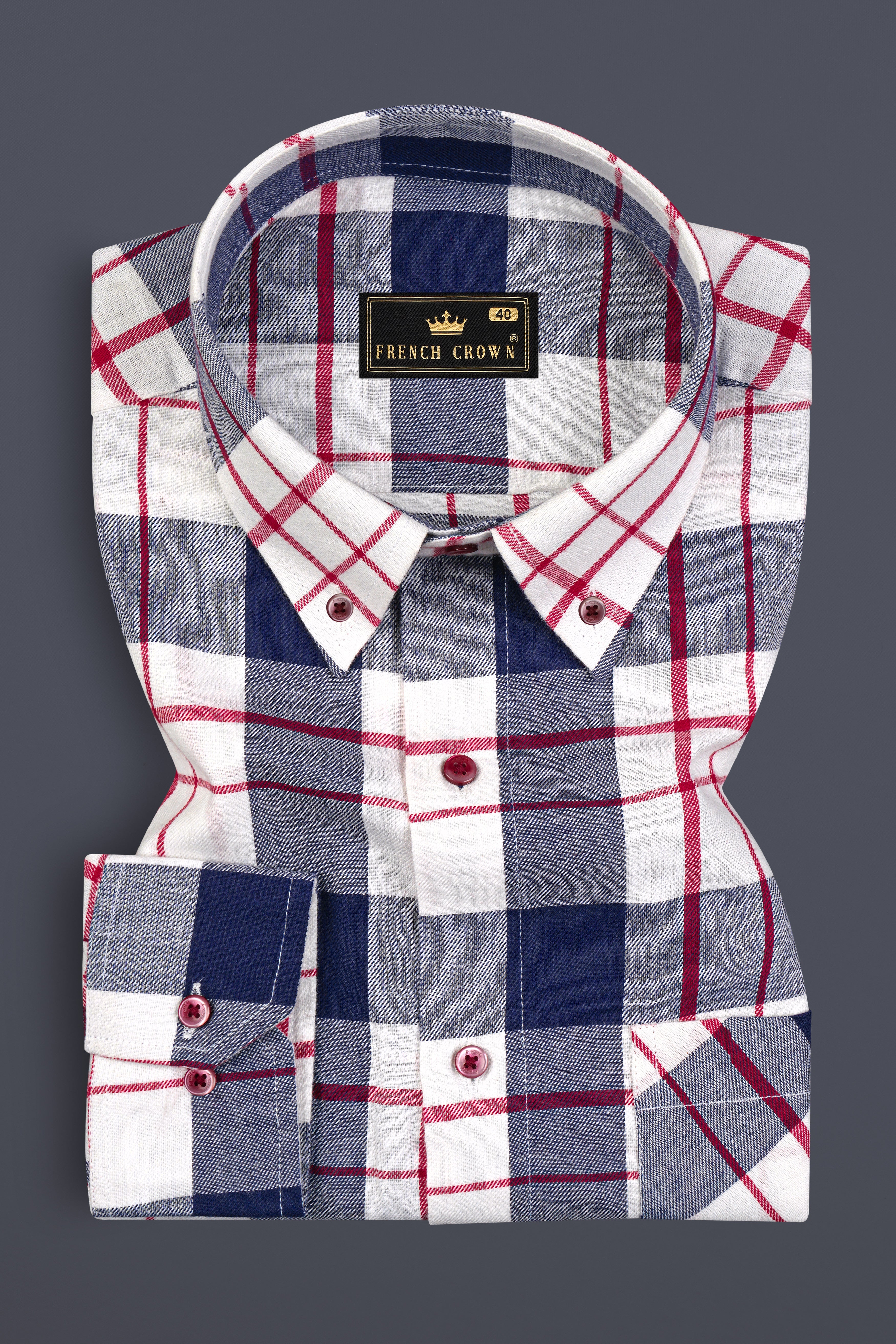 Ebony Clay Twill Plaid Premium Cotton Shirt