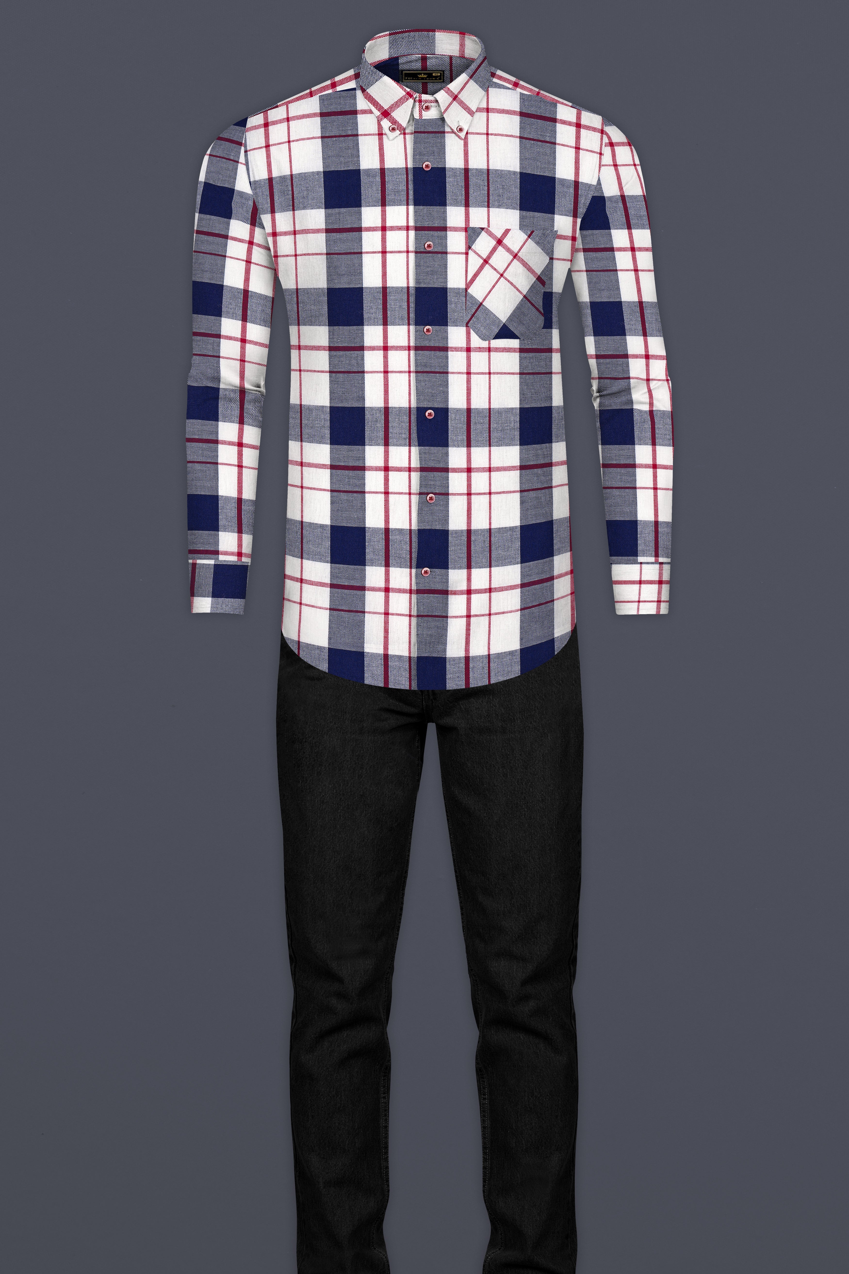 Ebony Clay Twill Plaid Premium Cotton Shirt