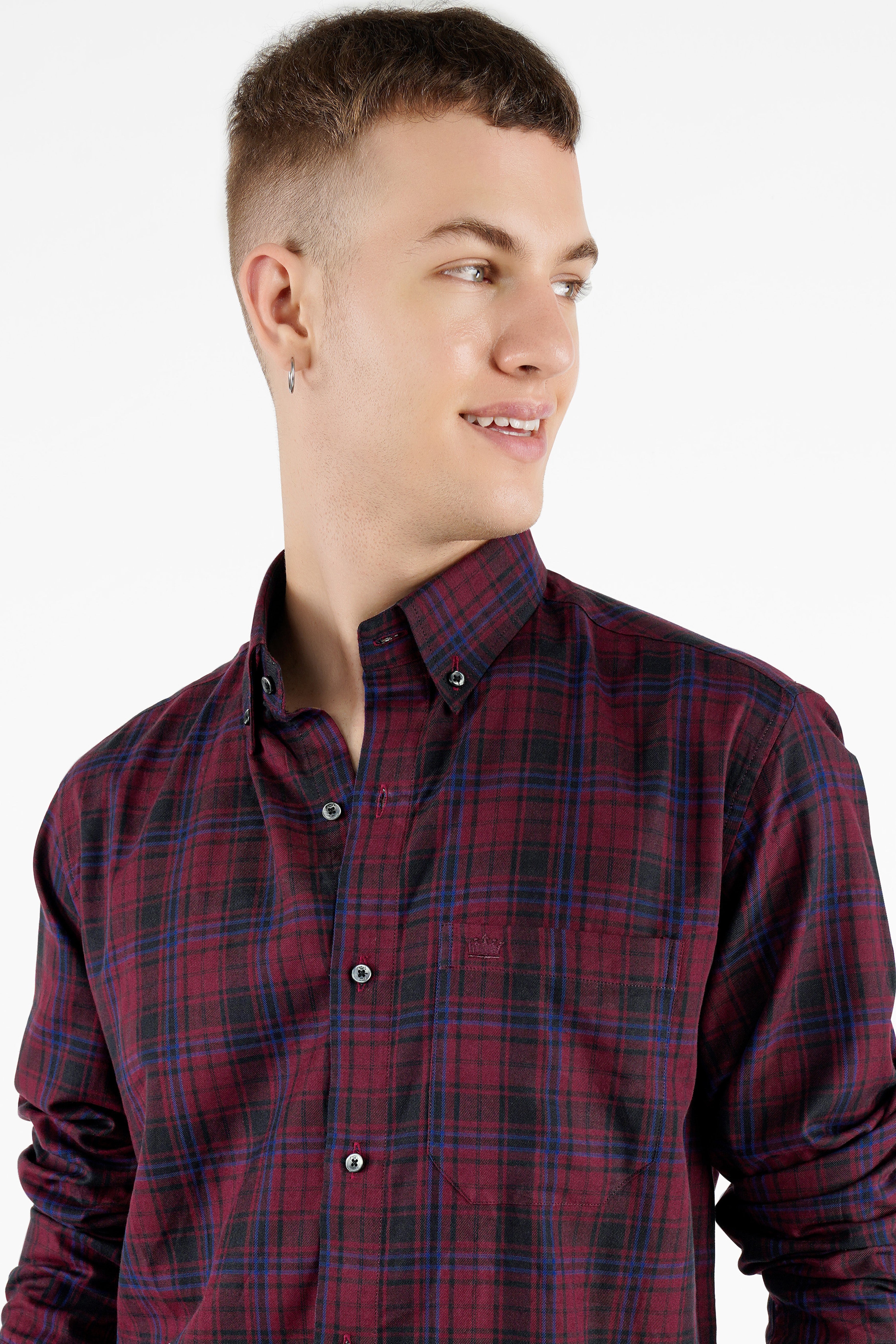 Tawny Port  Twill Plaid Premium Cotton Shirt