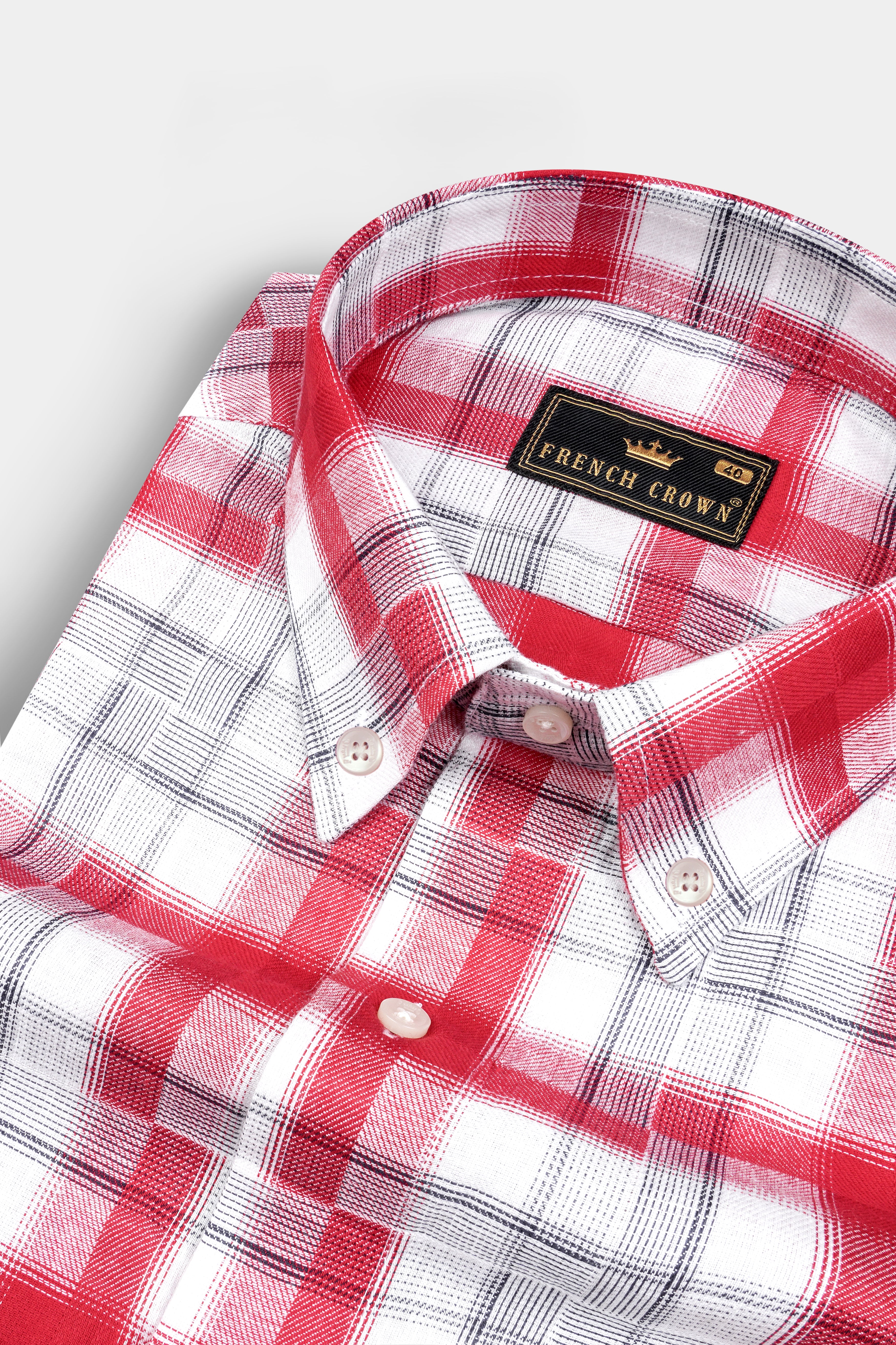 Amaranth Red Plaid Twill Plaid Premium Cotton Shirt