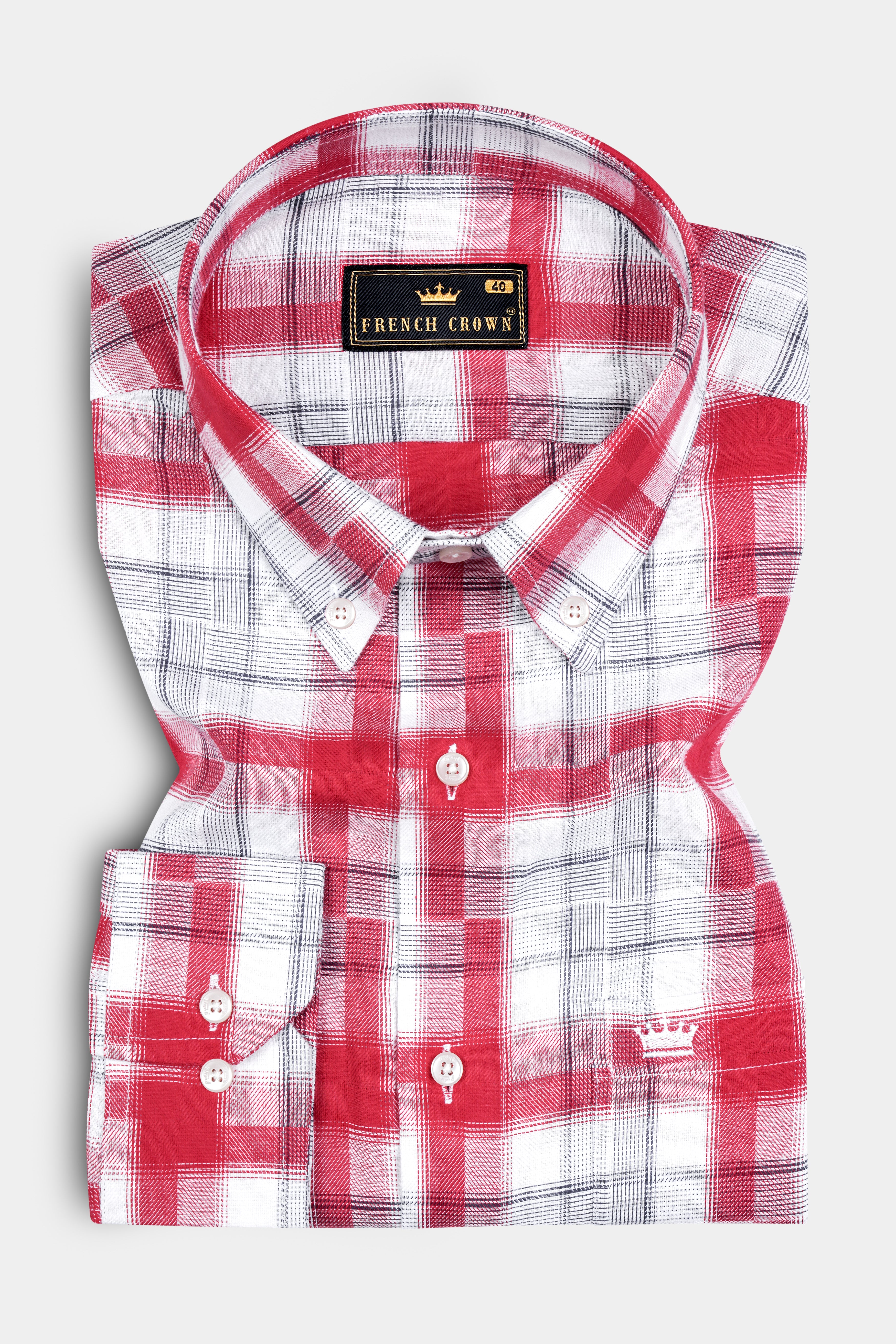 Amaranth Red Plaid Twill Plaid Premium Cotton Shirt