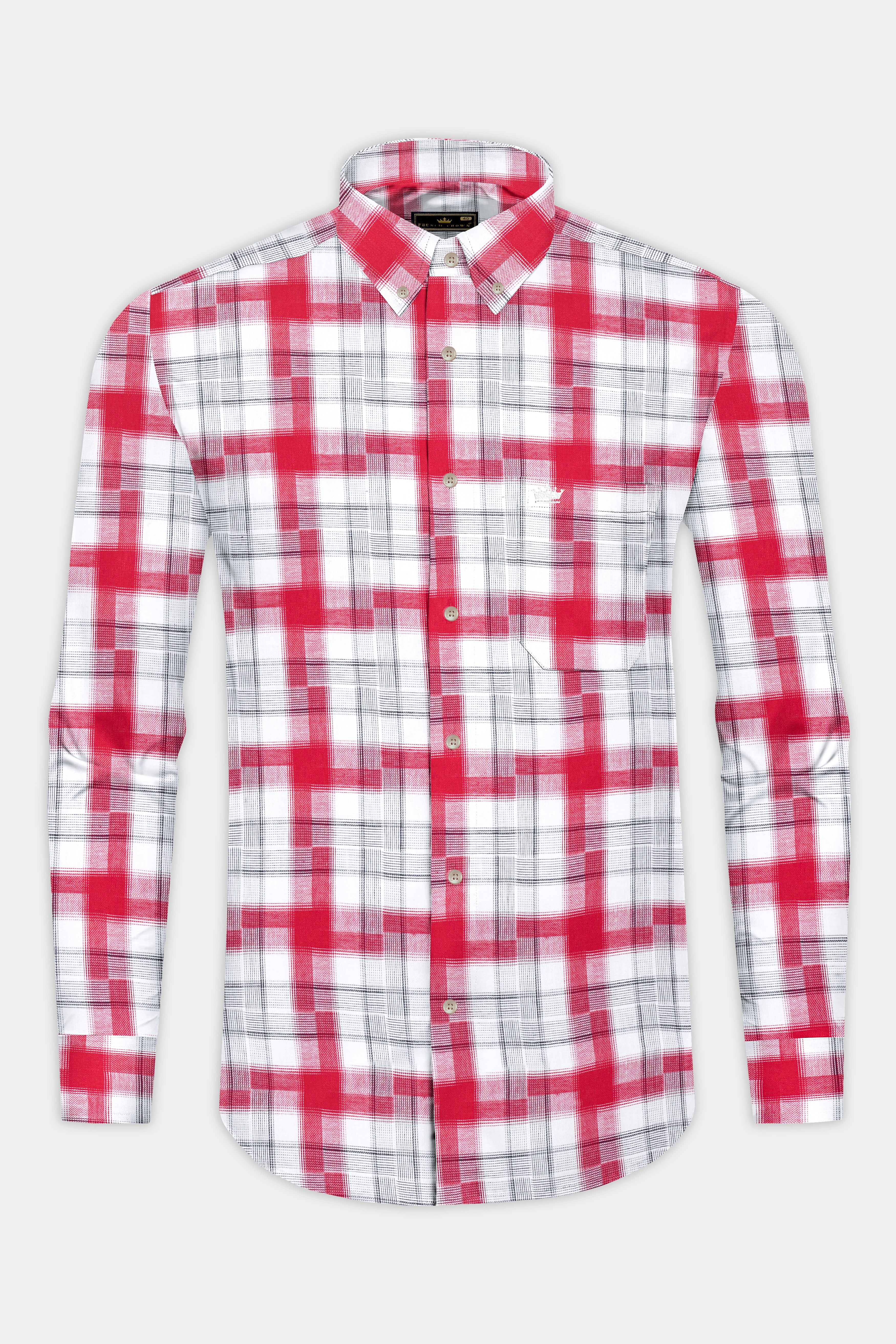 Amaranth Red Plaid Twill Plaid Premium Cotton Shirt