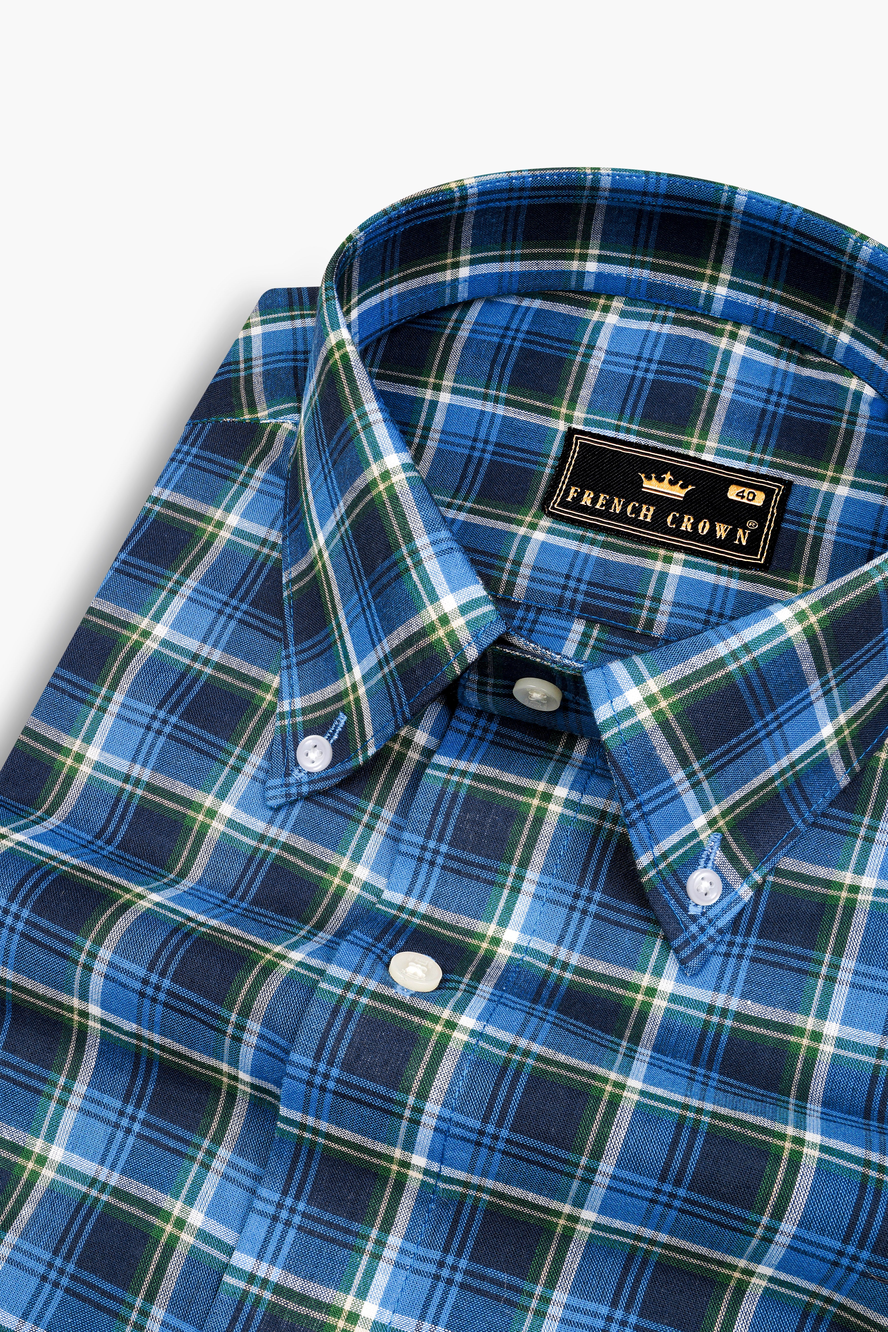 Havelock Blue with Cloud Burst Plaid Premium Cotton Shirt