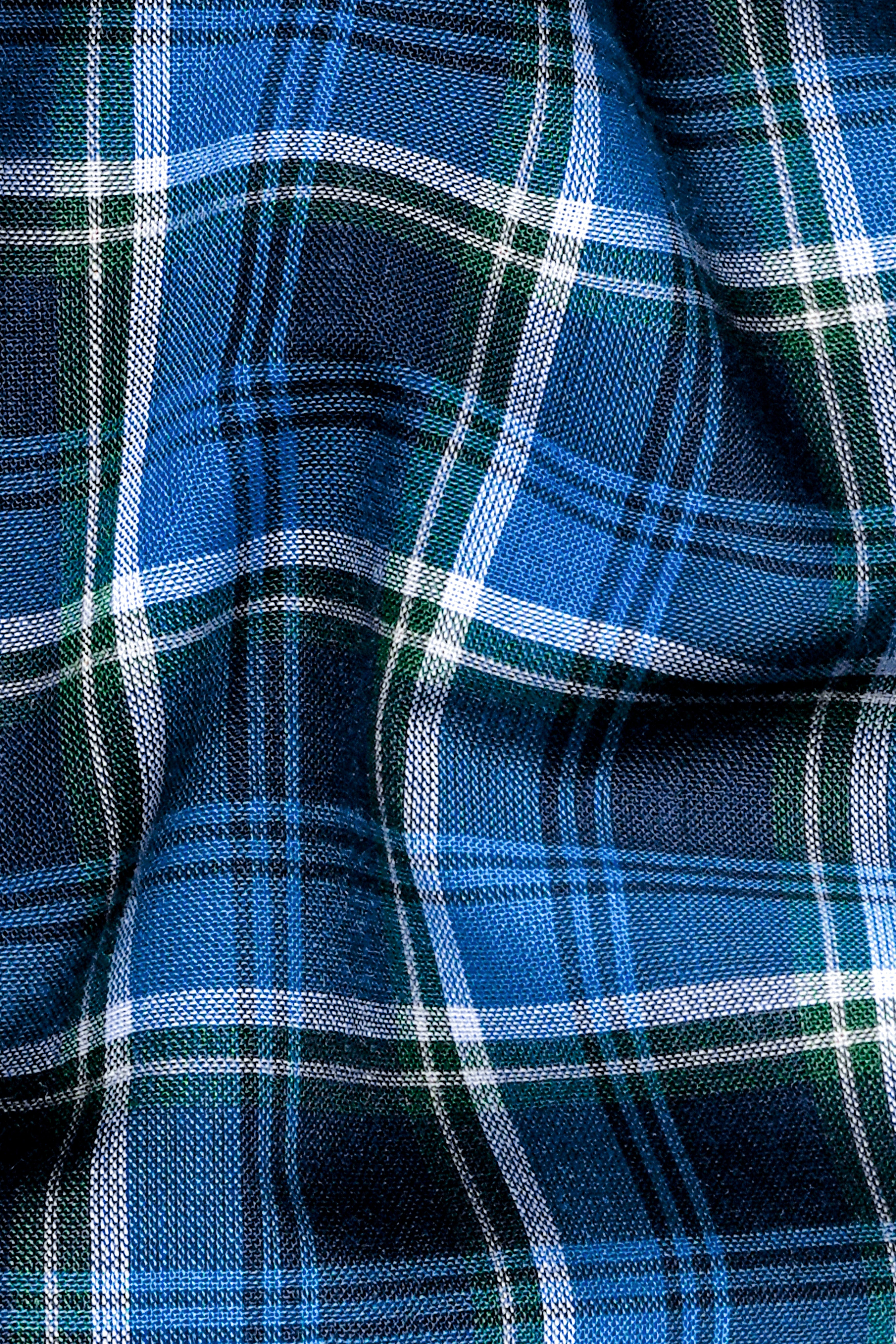 Havelock Blue with Cloud Burst Plaid Premium Cotton Shirt