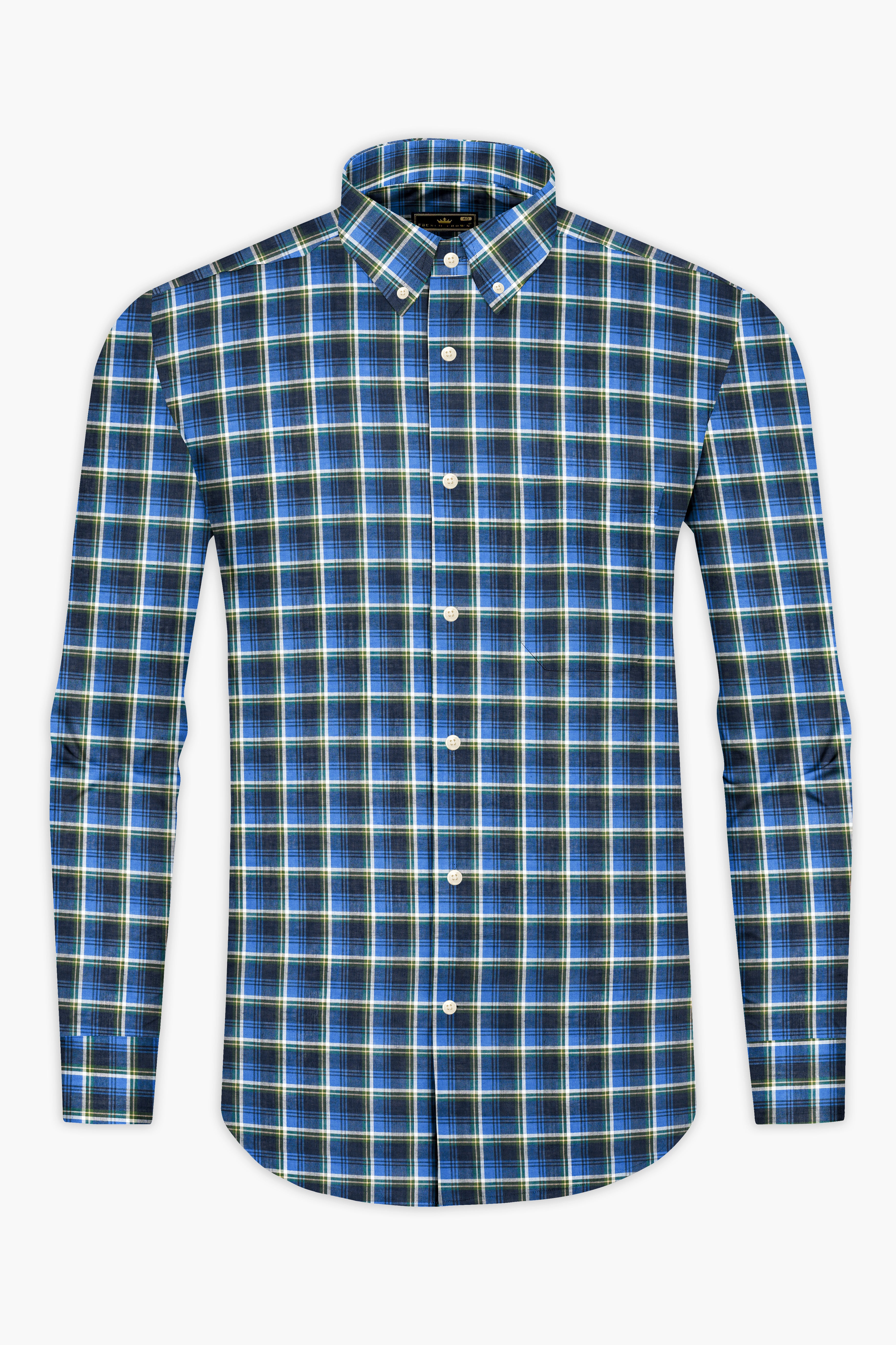 Havelock Blue with Cloud Burst Plaid Premium Cotton Shirt