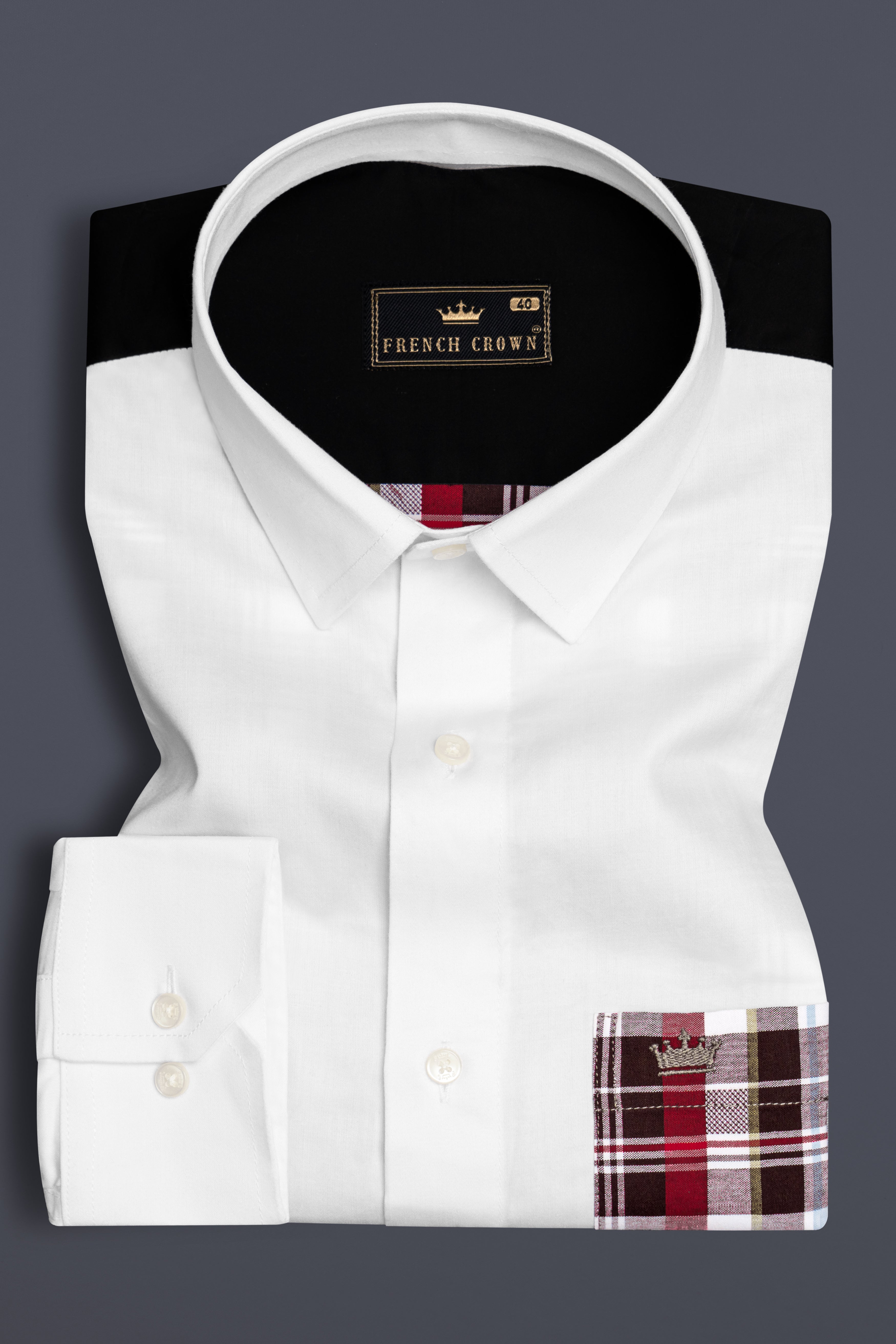 Bright White with Checkered Pocket Super Soft Premium Cotton Shirt