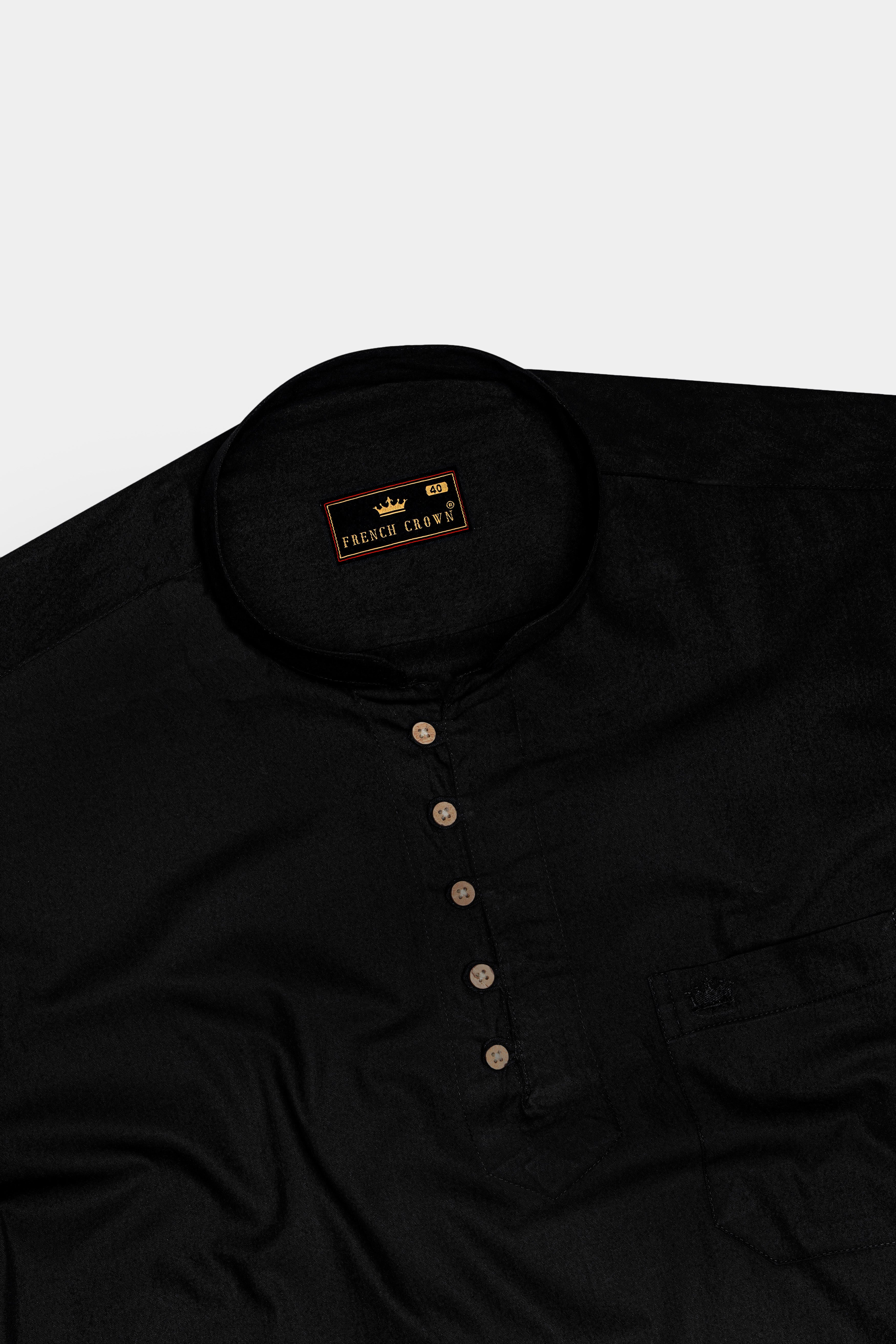 Jade Black Premium Cotton Kurta Shirt