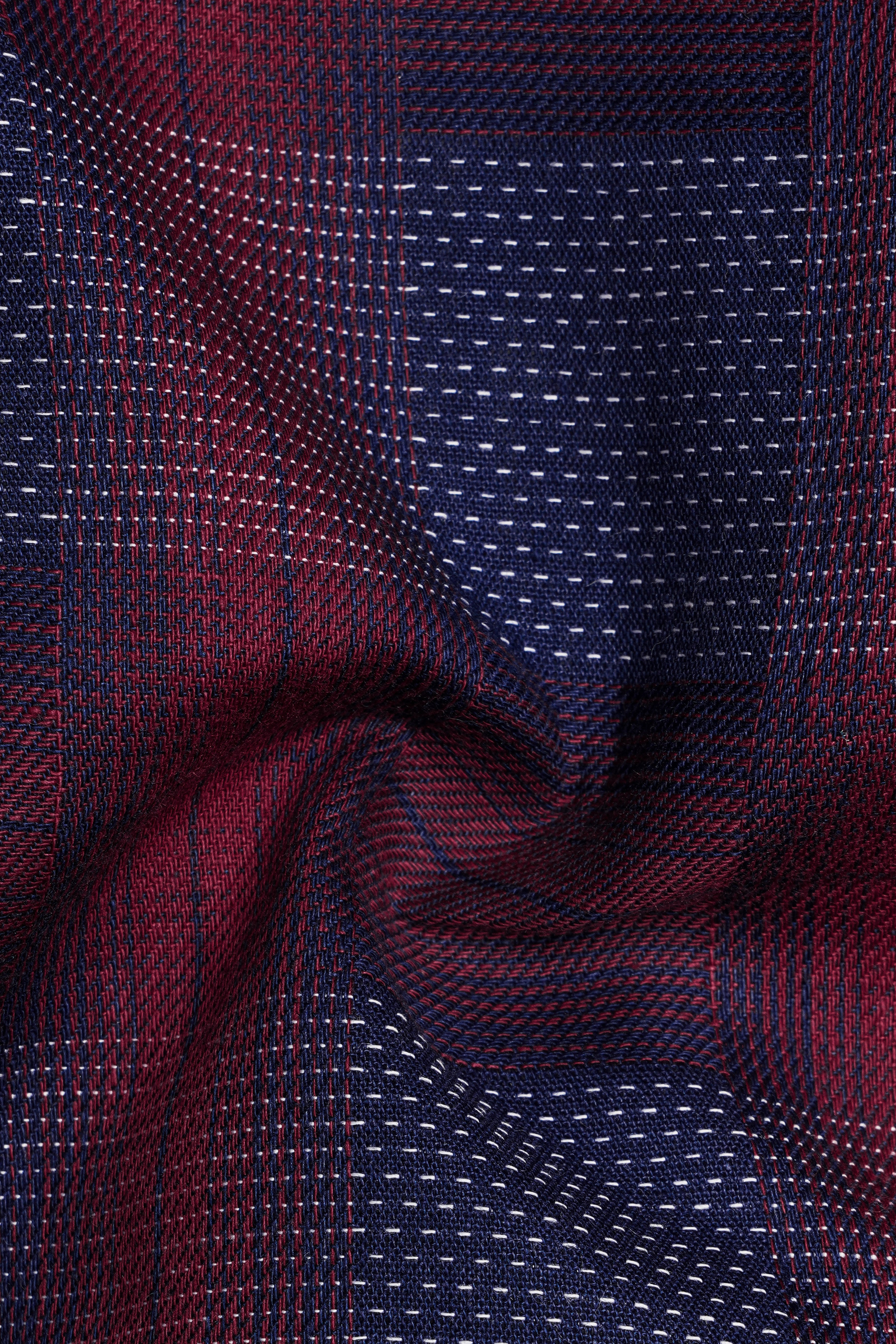 Claret Red with East Bay Twill Plaid Premium Cotton Shirt