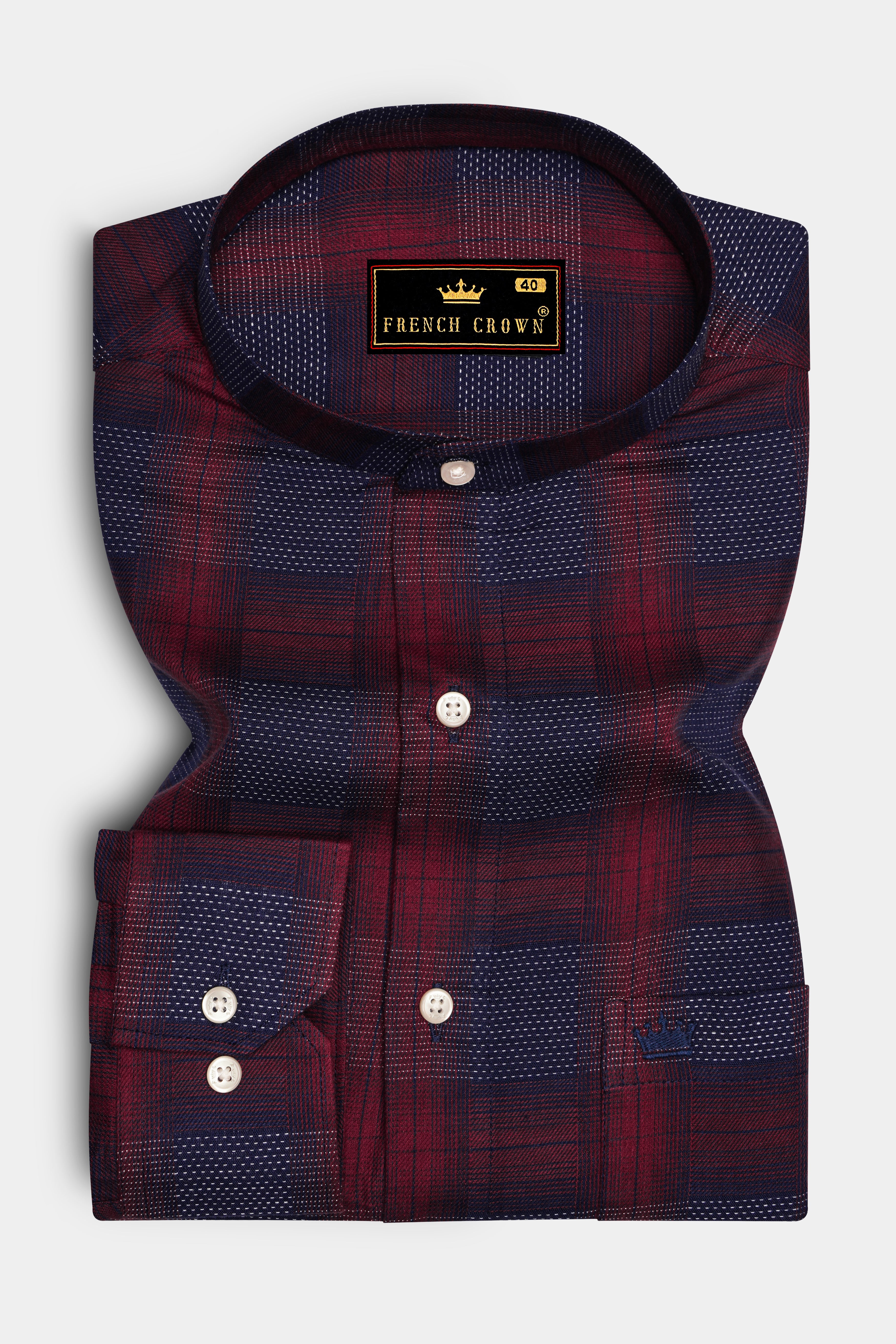 Claret Red with East Bay Twill Plaid Premium Cotton Shirt