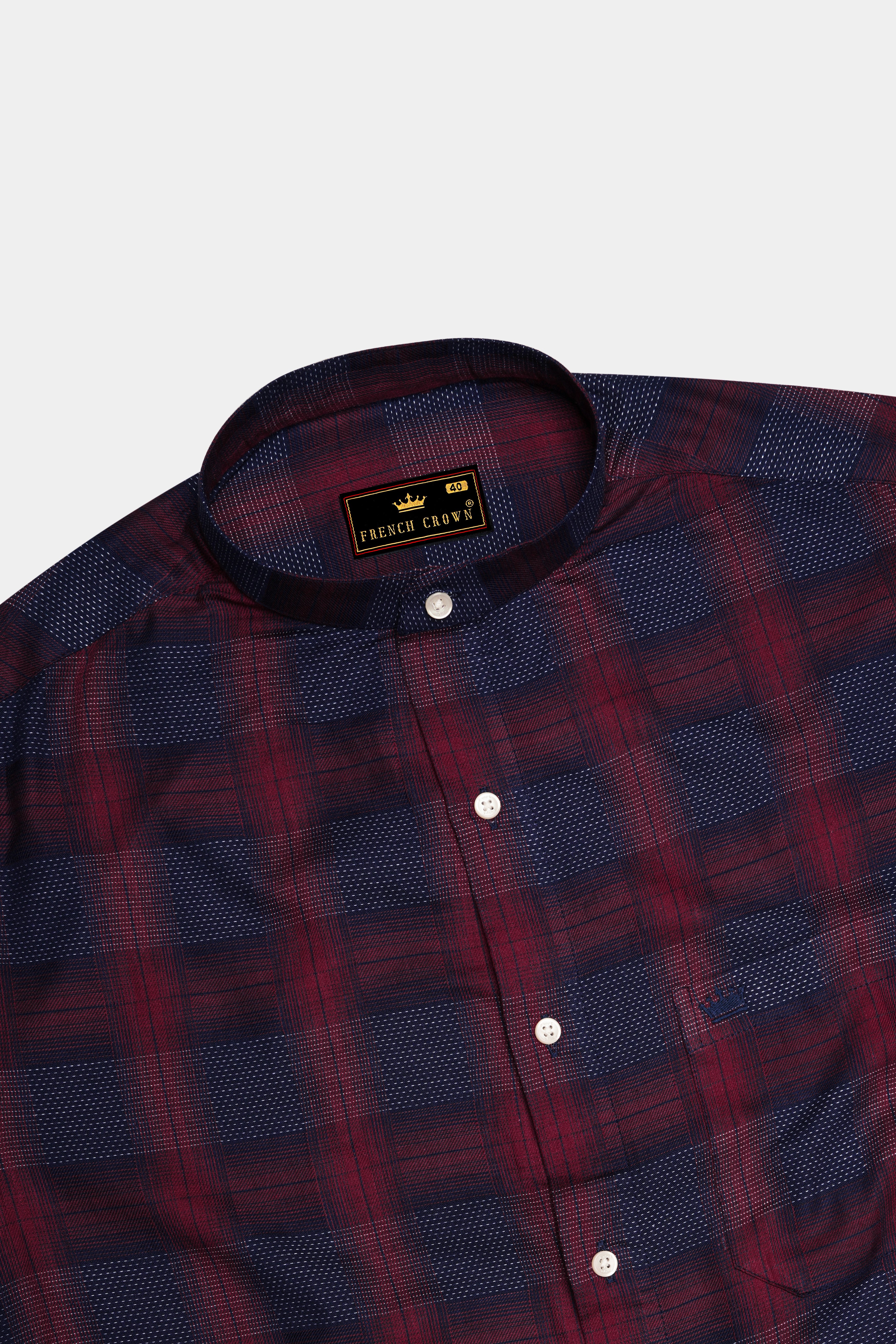 Claret Red with East Bay Twill Plaid Premium Cotton Shirt