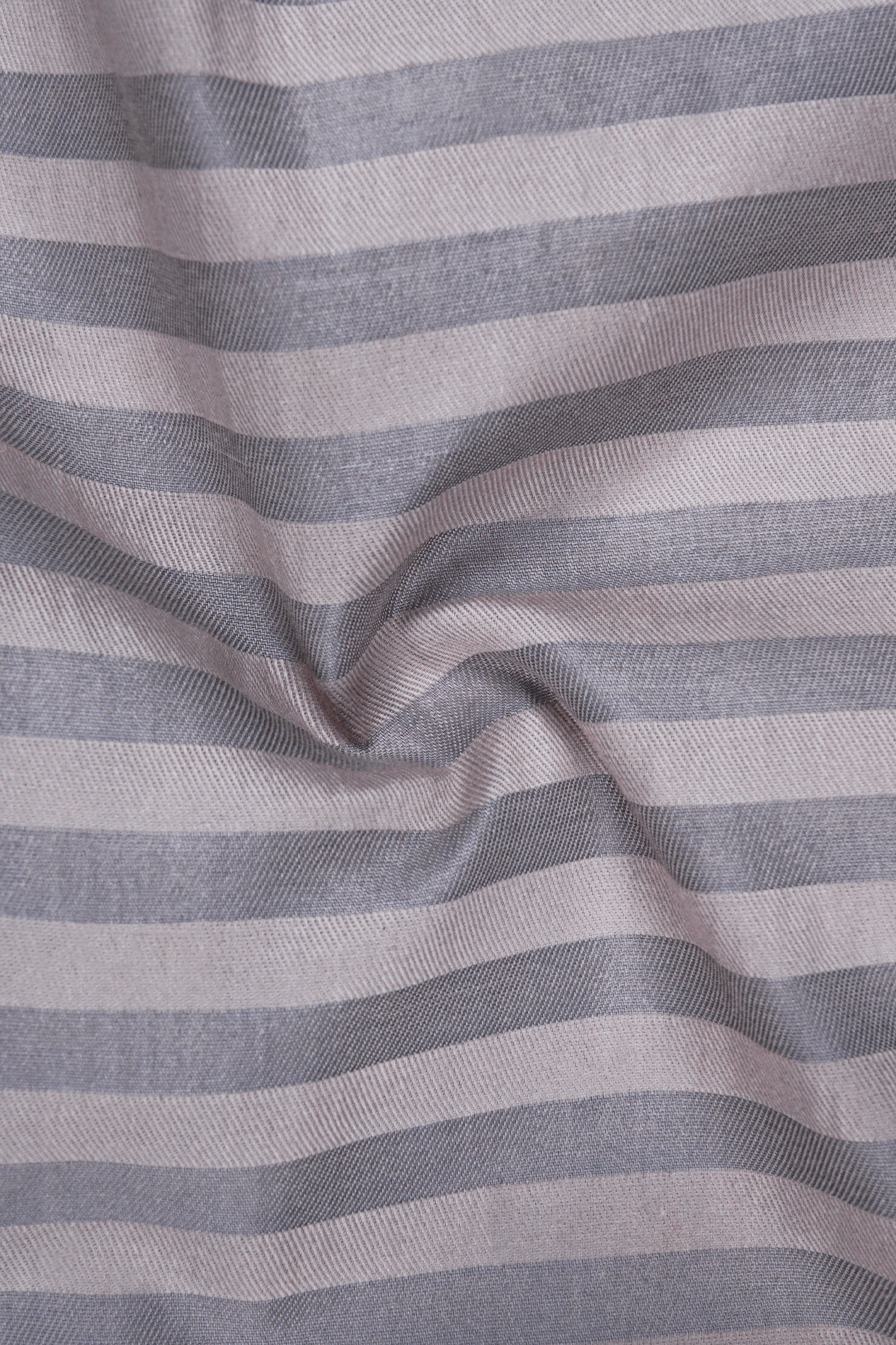 Half White and Half Grey Striped Twill Premium Cotton Designer Shirt