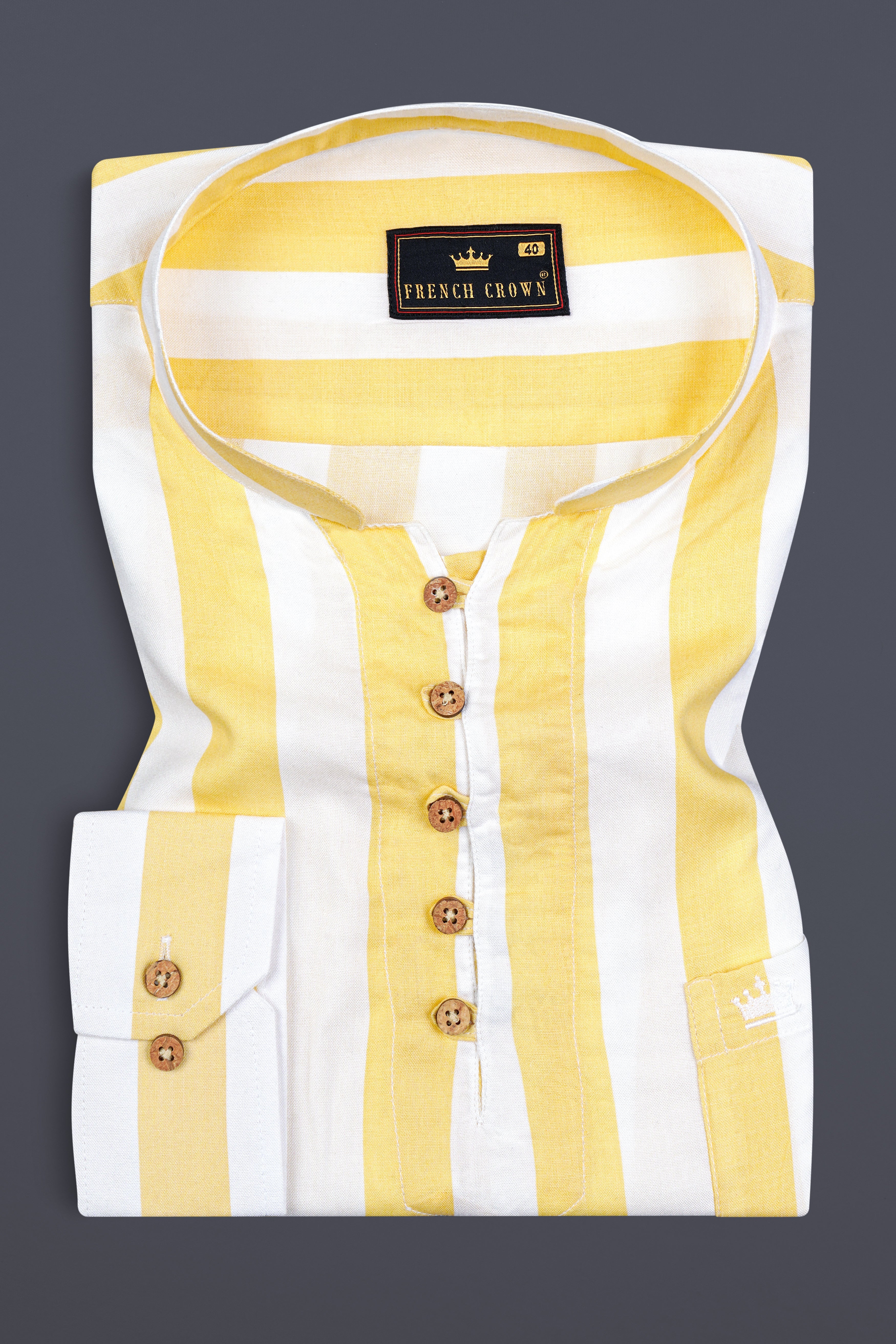 Sandwisp Yellow Striped Tencel Kurta Shirt