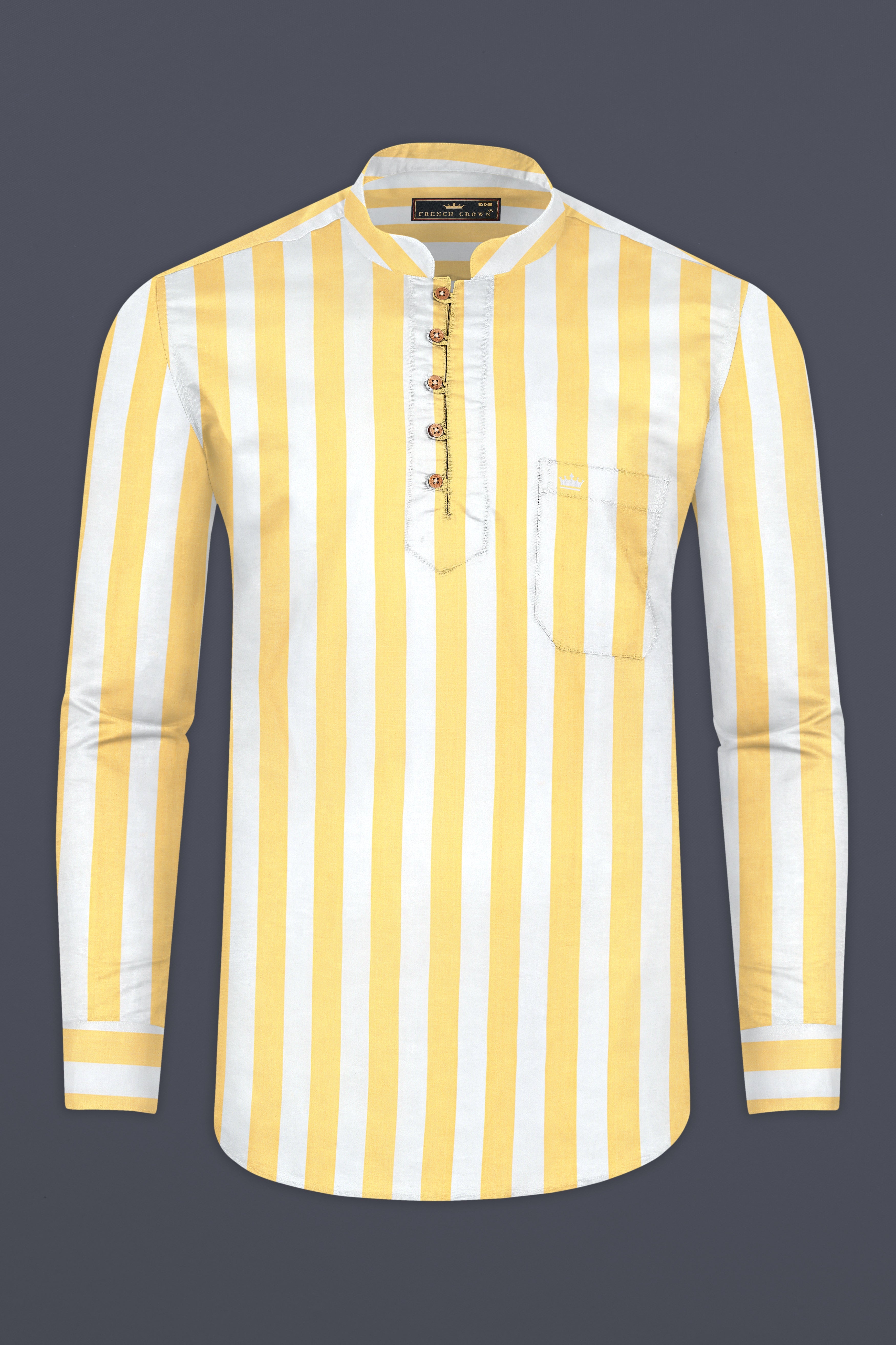 Sandwisp Yellow Striped Tencel Kurta Shirt