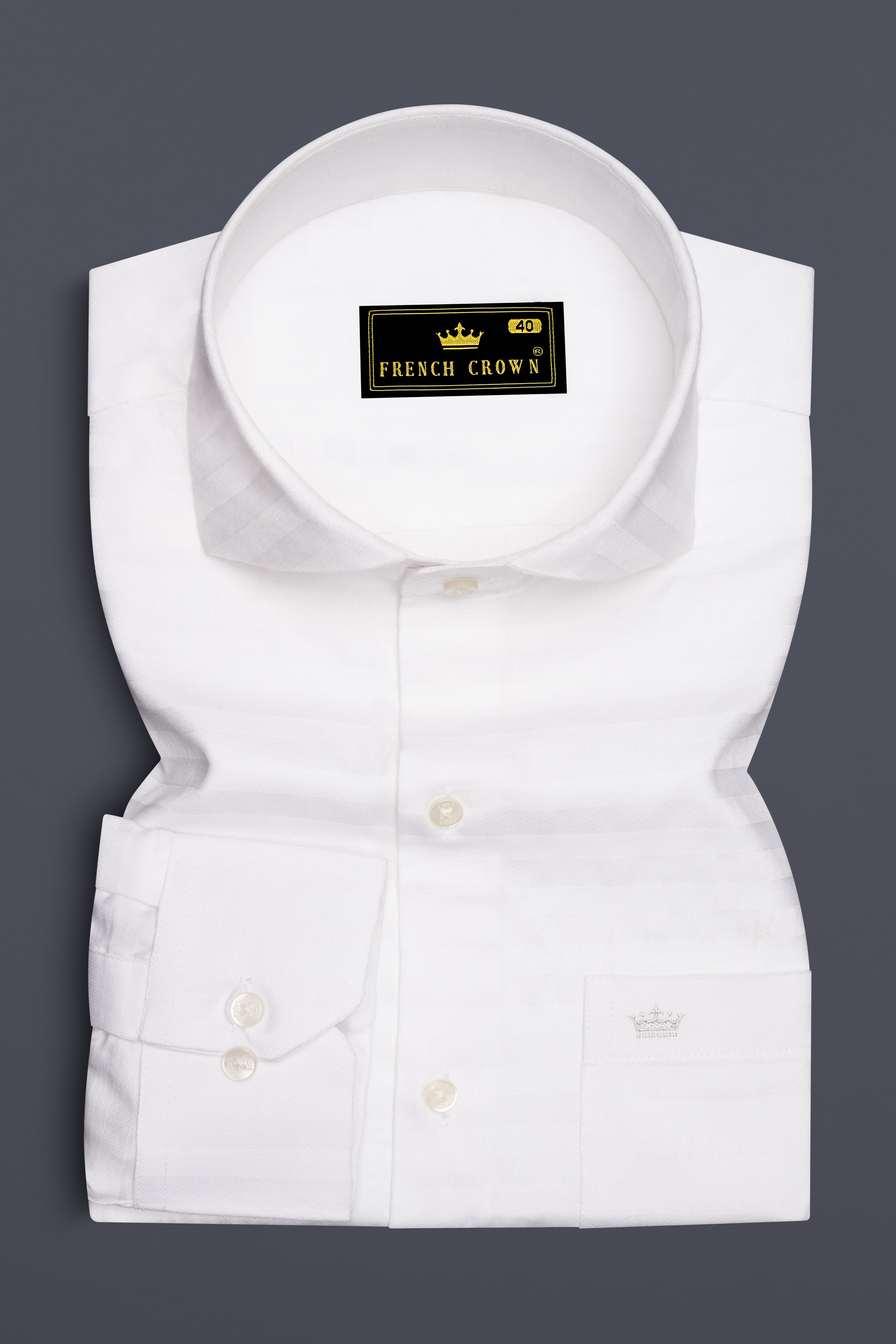 Bright White Subtle Striped Twill Premium Cotton Shirt