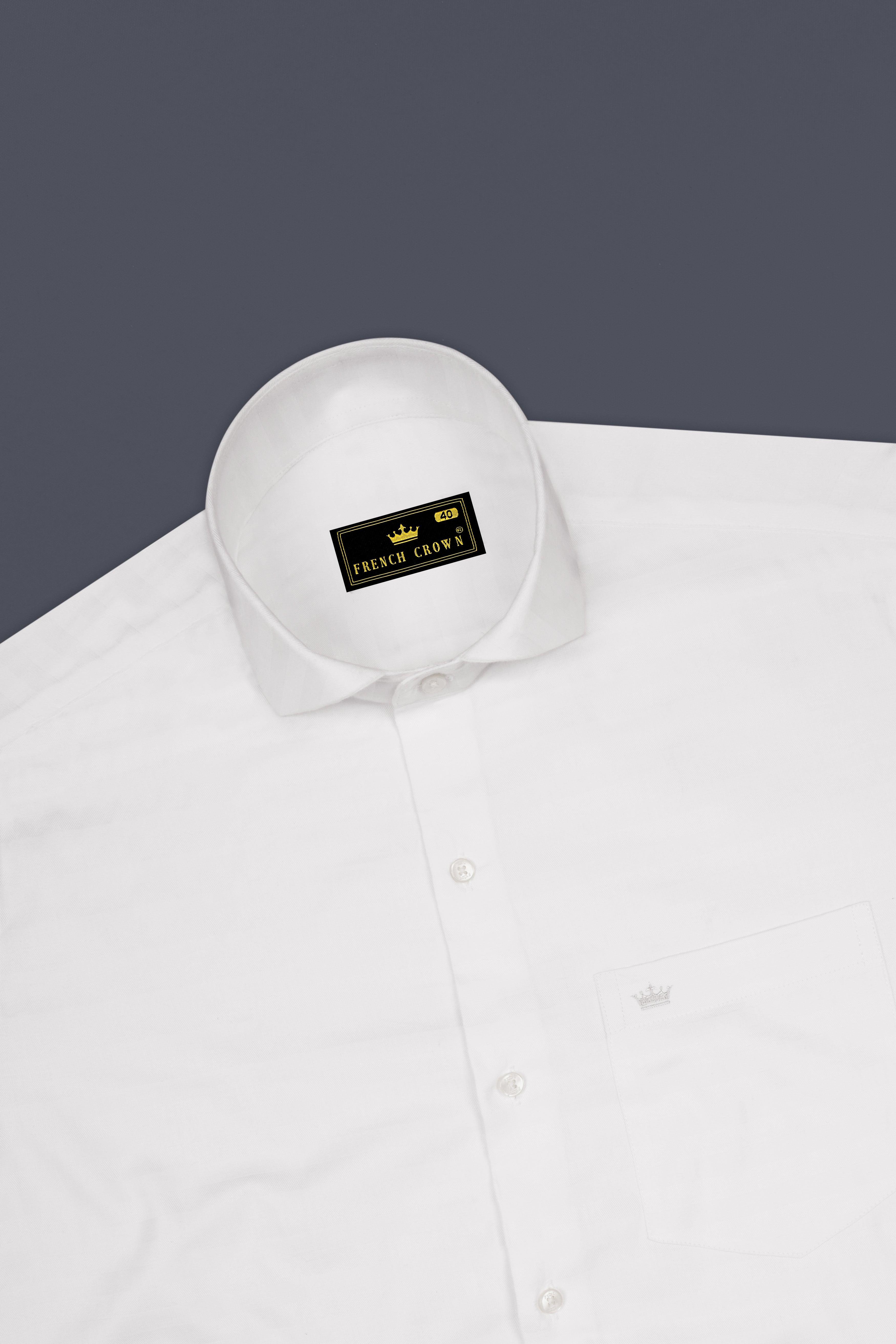 Bright White Subtle Striped Twill Premium Cotton Shirt