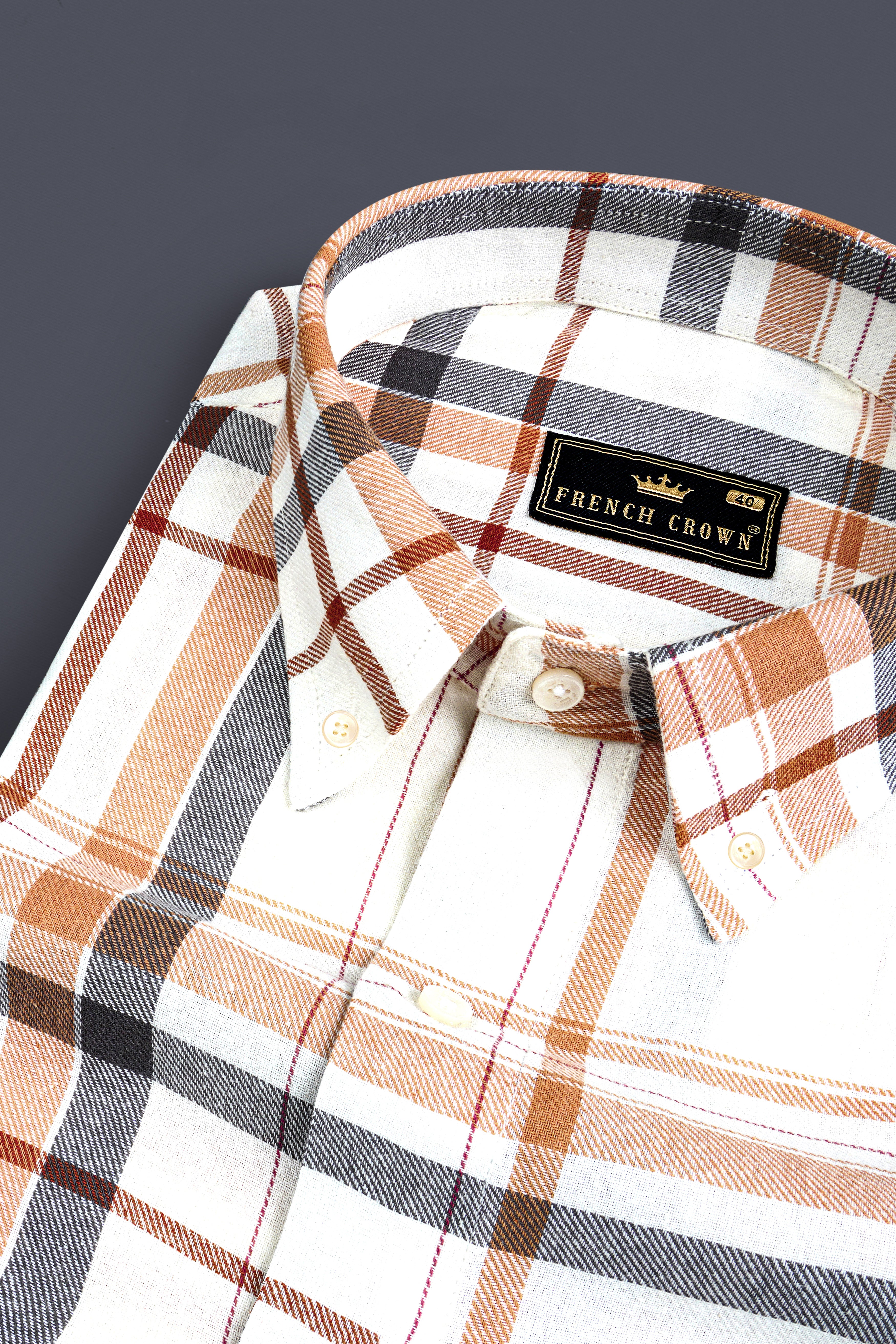 Off White Plaid Premium Tencel Shirt