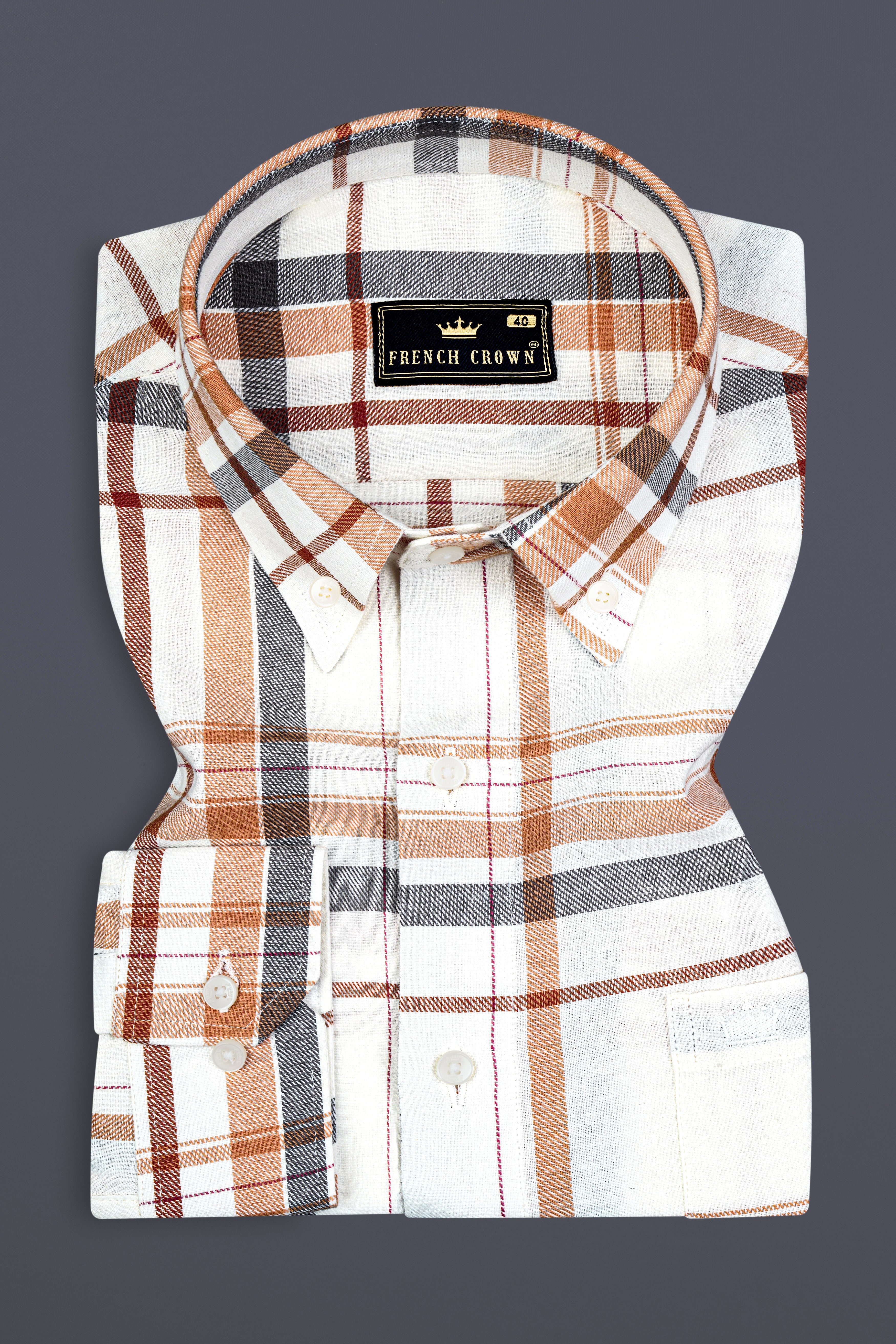 Off White Plaid Premium Tencel Shirt